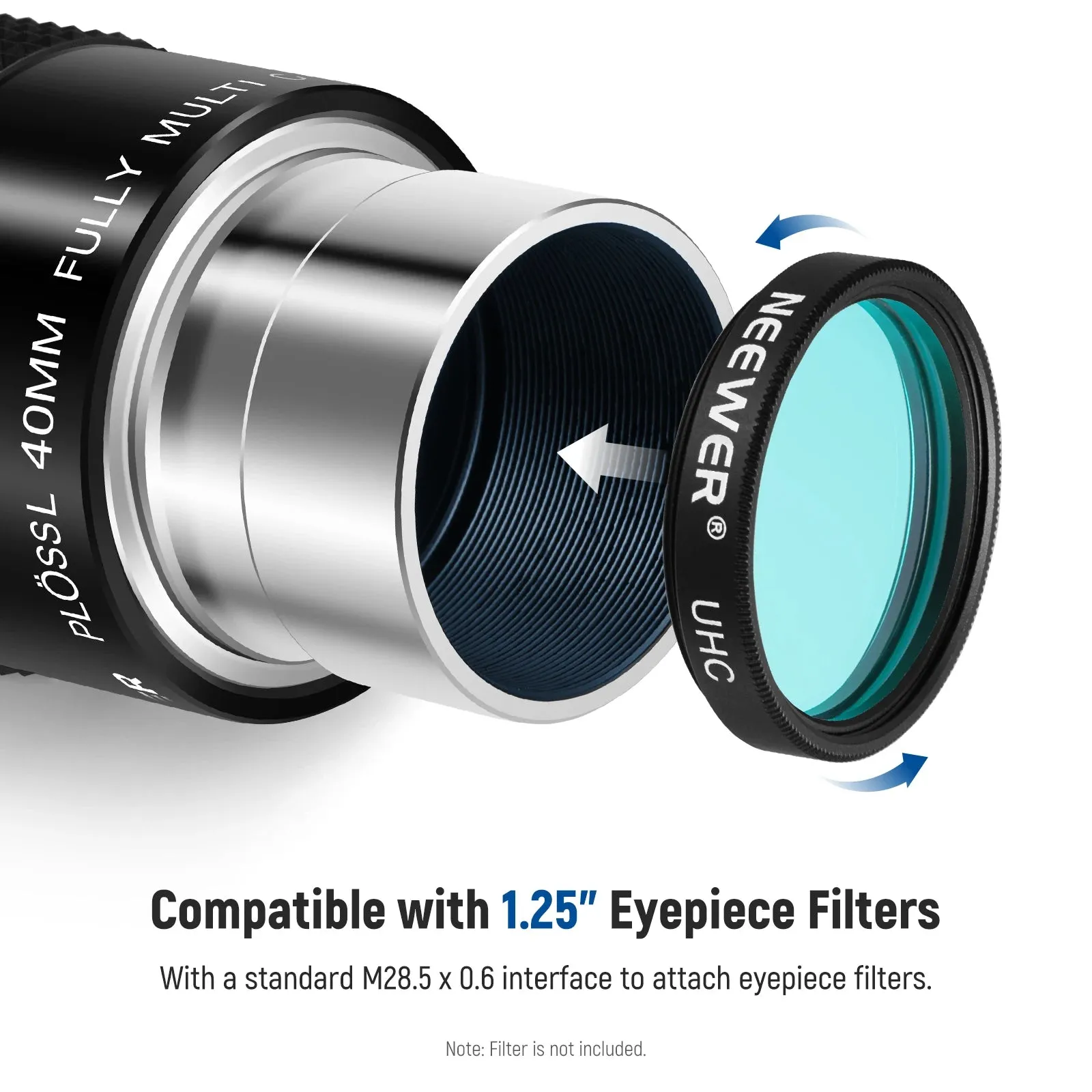 1.25 Plssl Telescope Eyepiece 48 Wide Field Lens 40mm Focal Hd Optical Glass
