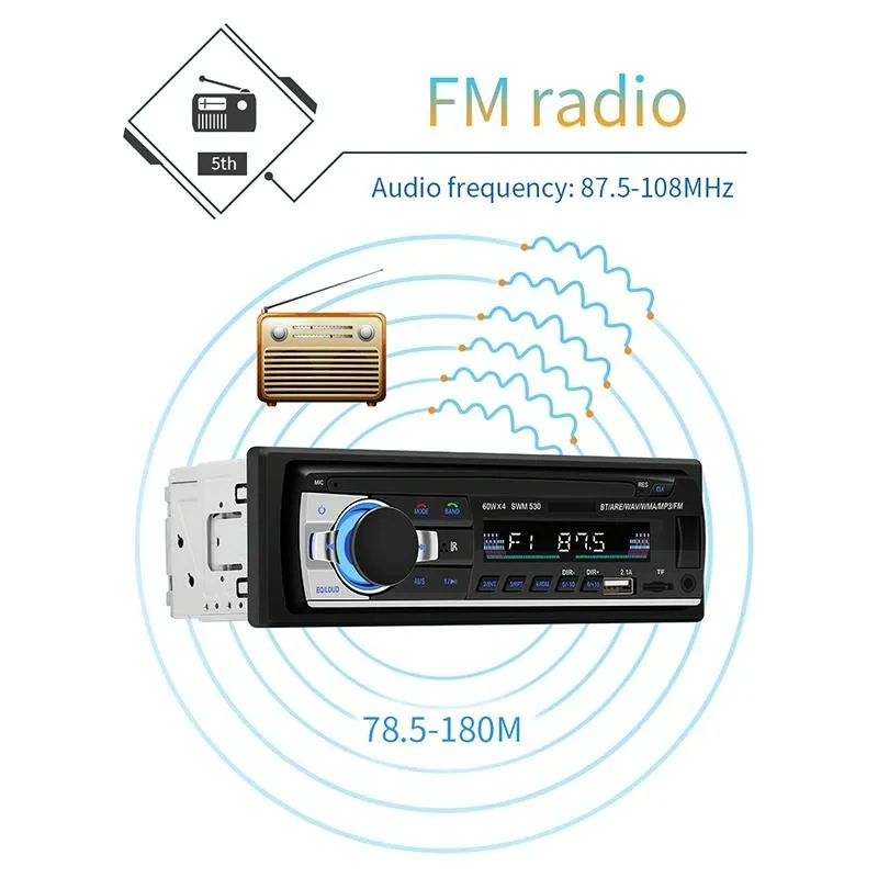 12V Car Dual Usb Charger Radio Receiver Mp3 Player Fm & Bluetooth Remote Control