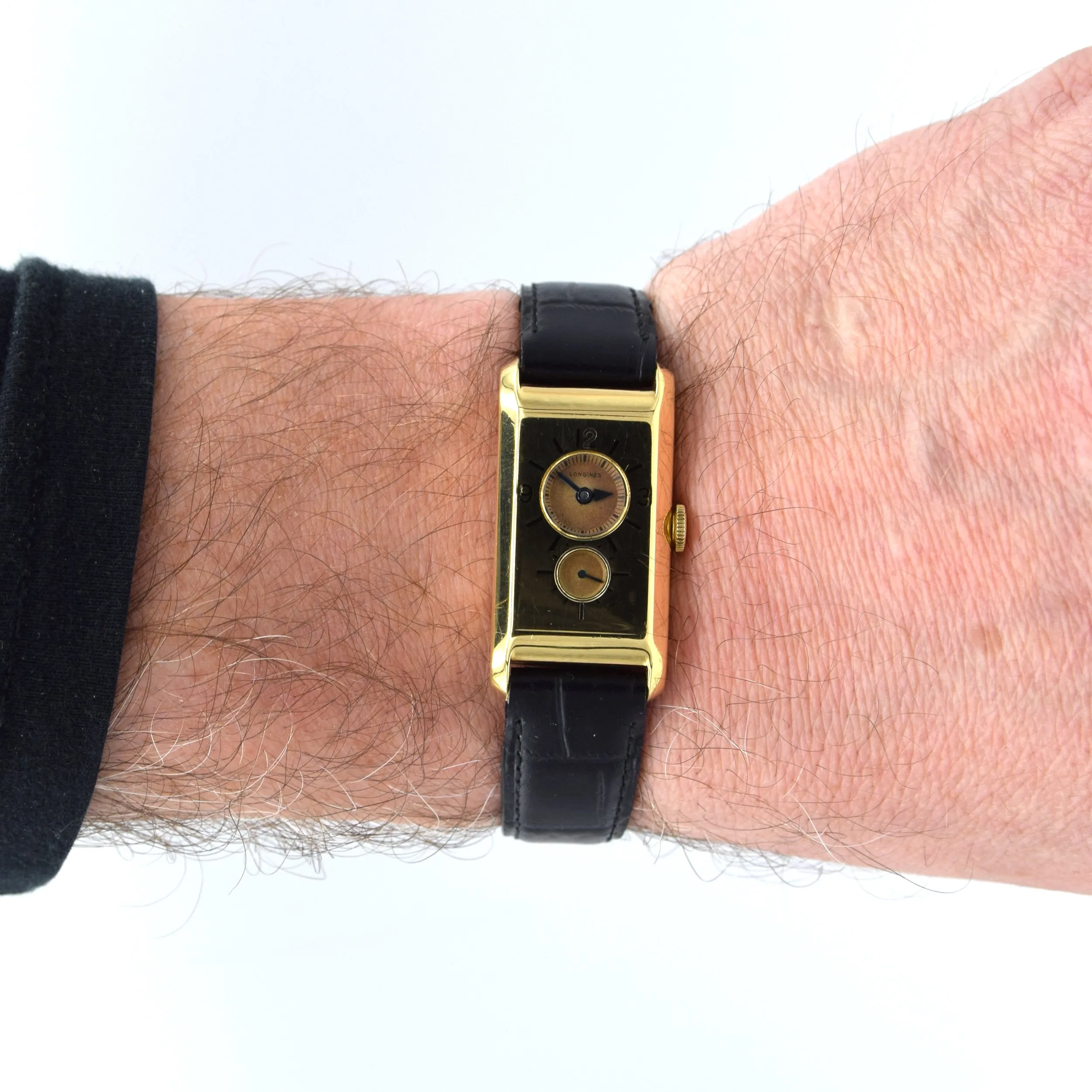 1933 Longines super rare and wonderful 3359 Duo-dial solid 18k Doctors watch 'SuperSolo' cal 9.32