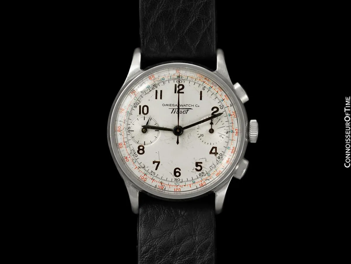 1939 Omega - Tissot Omega Caliber 33.3 Vintage Large Mens Chrongraph - Stainless Steel