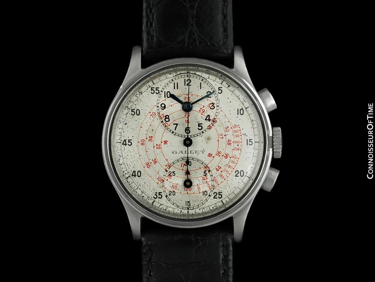 1940's Gallet Vintage Regulator Mens Chronograph Watch - Stainless Steel