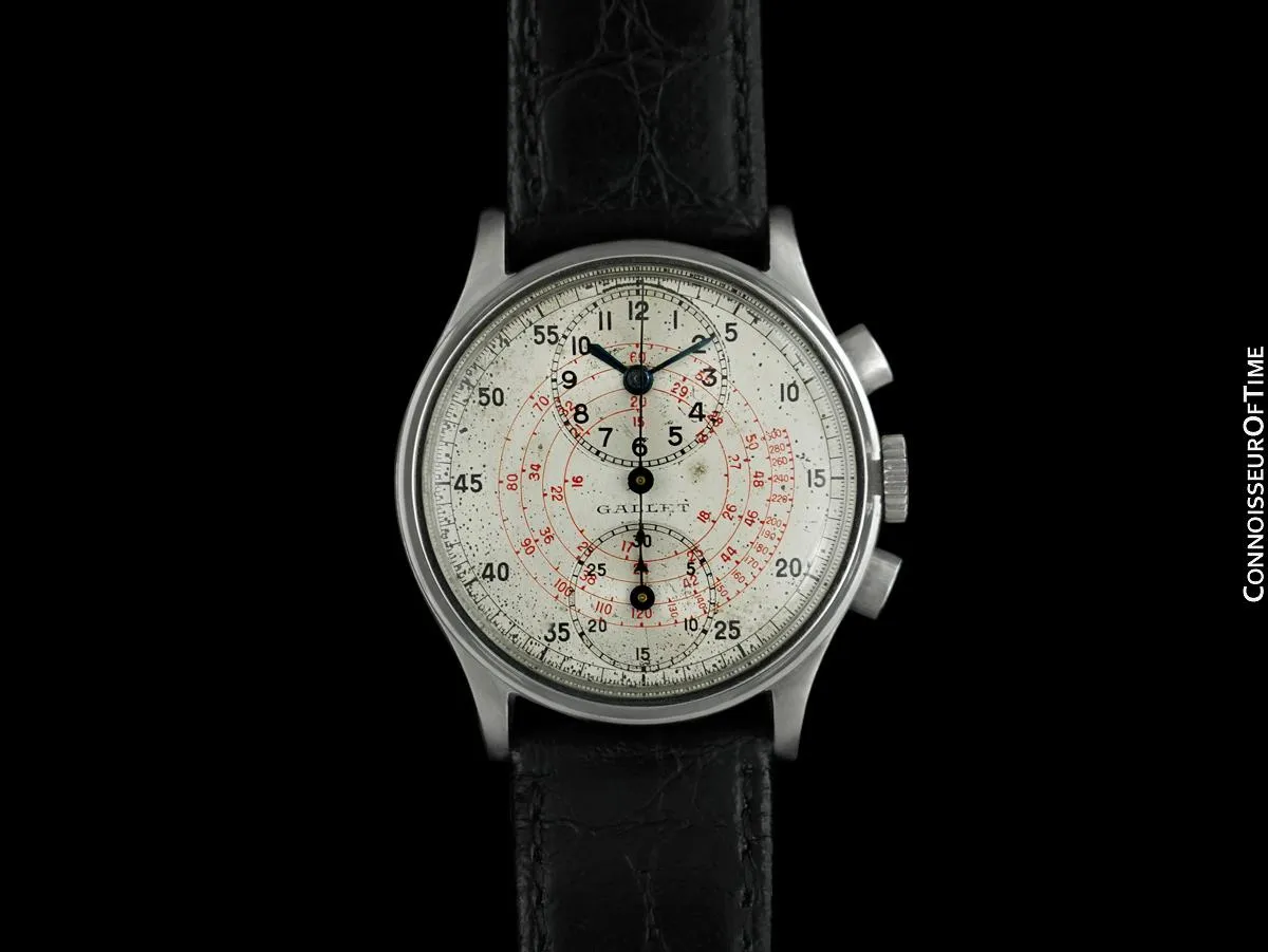 1940's Gallet Vintage Regulator Mens Chronograph Watch - Stainless Steel