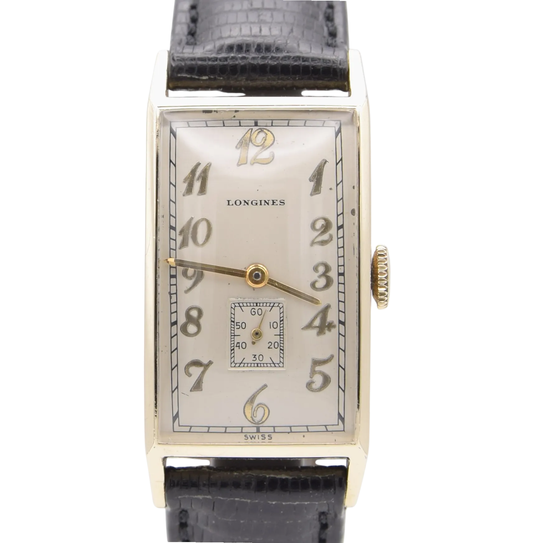 1941 Longines 10k Gold filled beautiful Art Deco tank watch Breguet numerals cal 9L