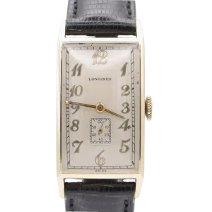 1941 Longines 10k Gold filled beautiful Art Deco tank watch Breguet numerals cal 9L