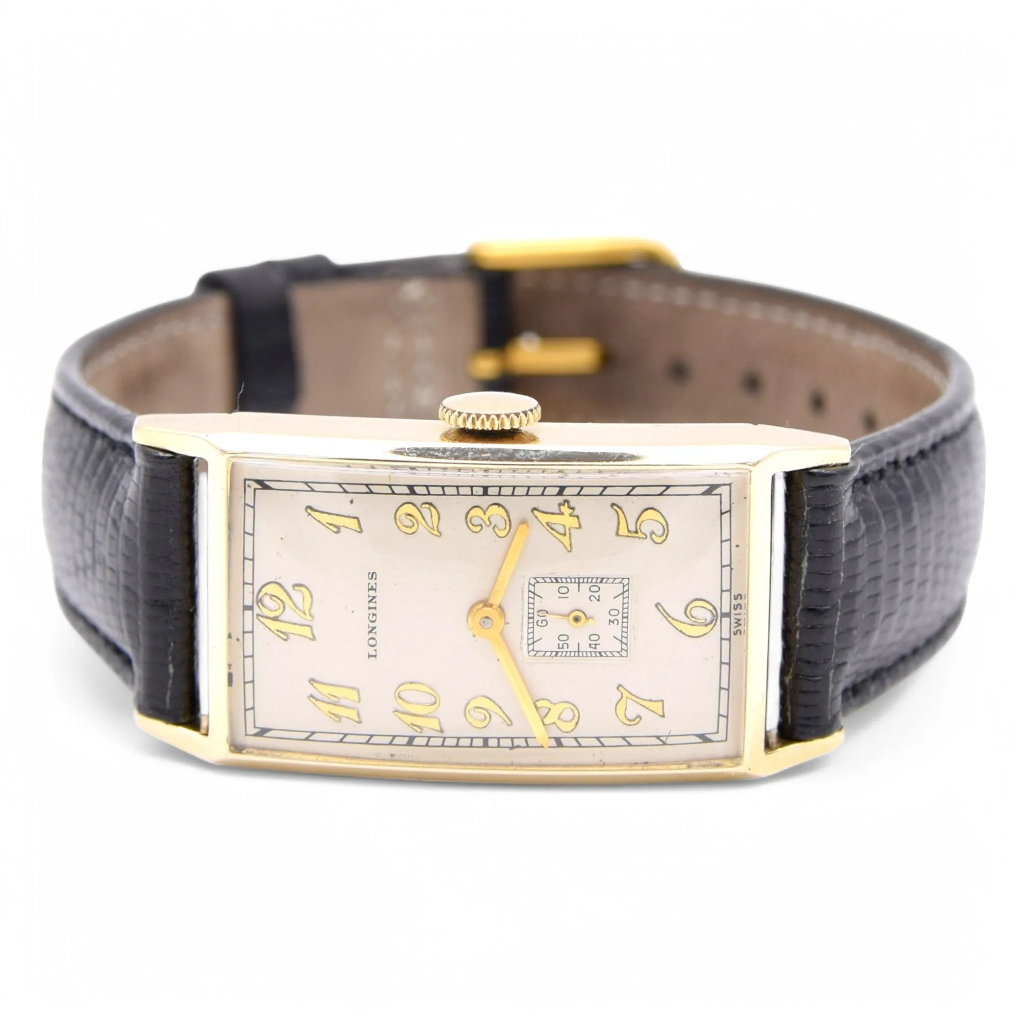 1941 Longines 10k Gold filled beautiful Art Deco tank watch Breguet numerals cal 9L