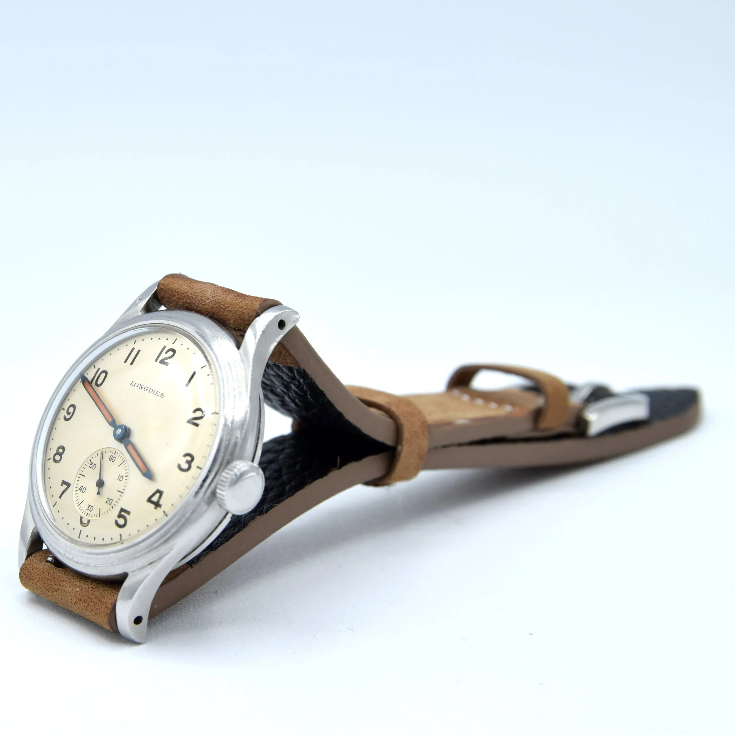 1944 WW2 Longines Manual Wind military style Wristwatch Model 63028 with Gorgeous Original Arabic Dial