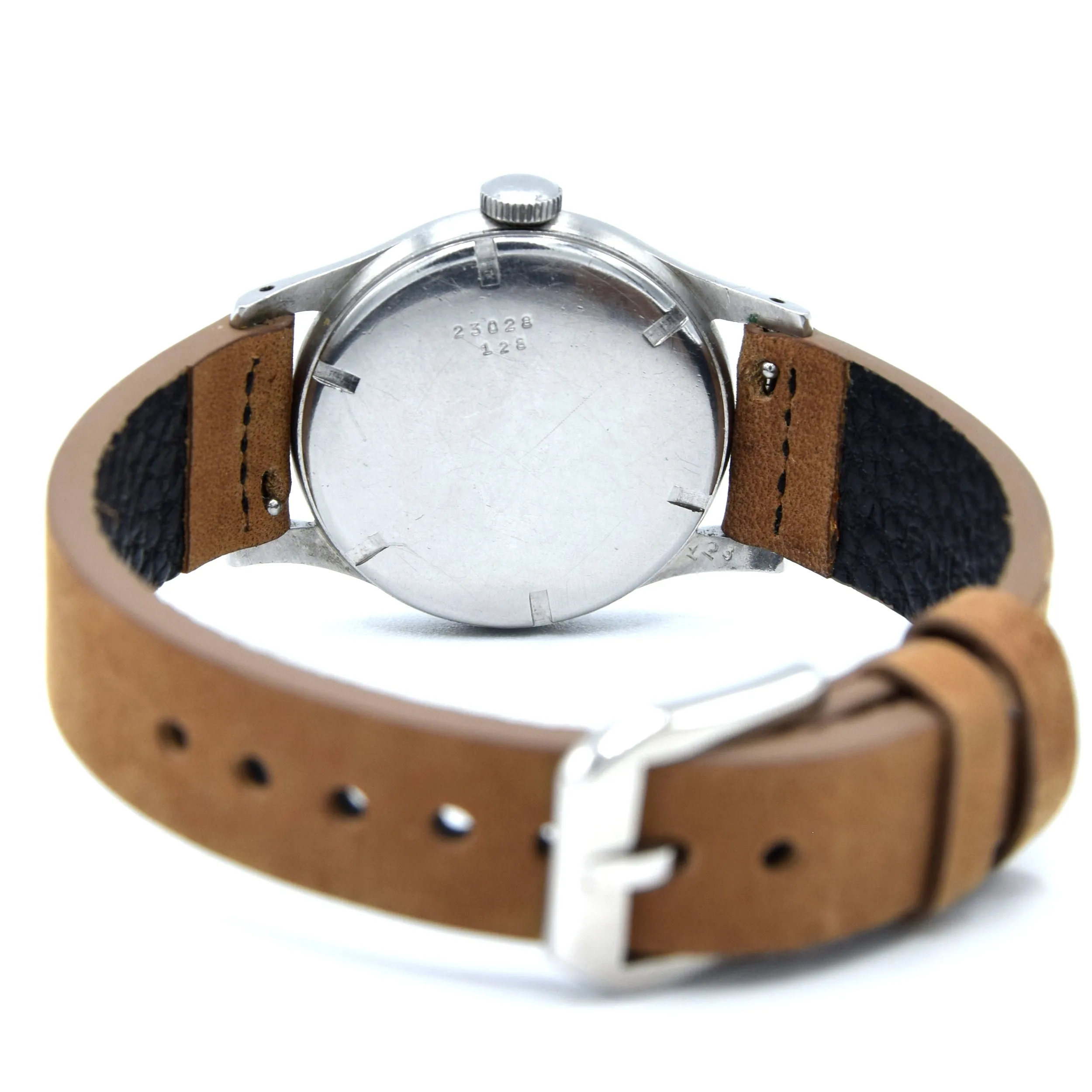 1944 WW2 Longines Manual Wind military style Wristwatch Model 63028 with Gorgeous Original Arabic Dial