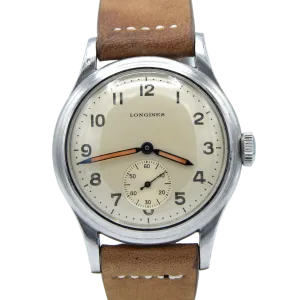 1944 WW2 Longines Manual Wind military style Wristwatch Model 63028 with Gorgeous Original Arabic Dial