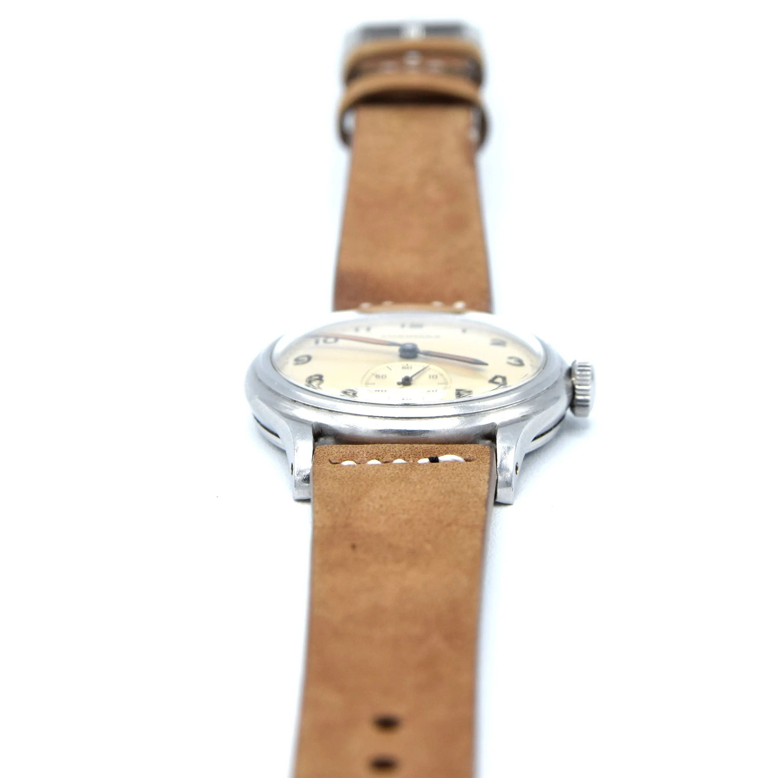 1944 WW2 Longines Manual Wind military style Wristwatch Model 63028 with Gorgeous Original Arabic Dial