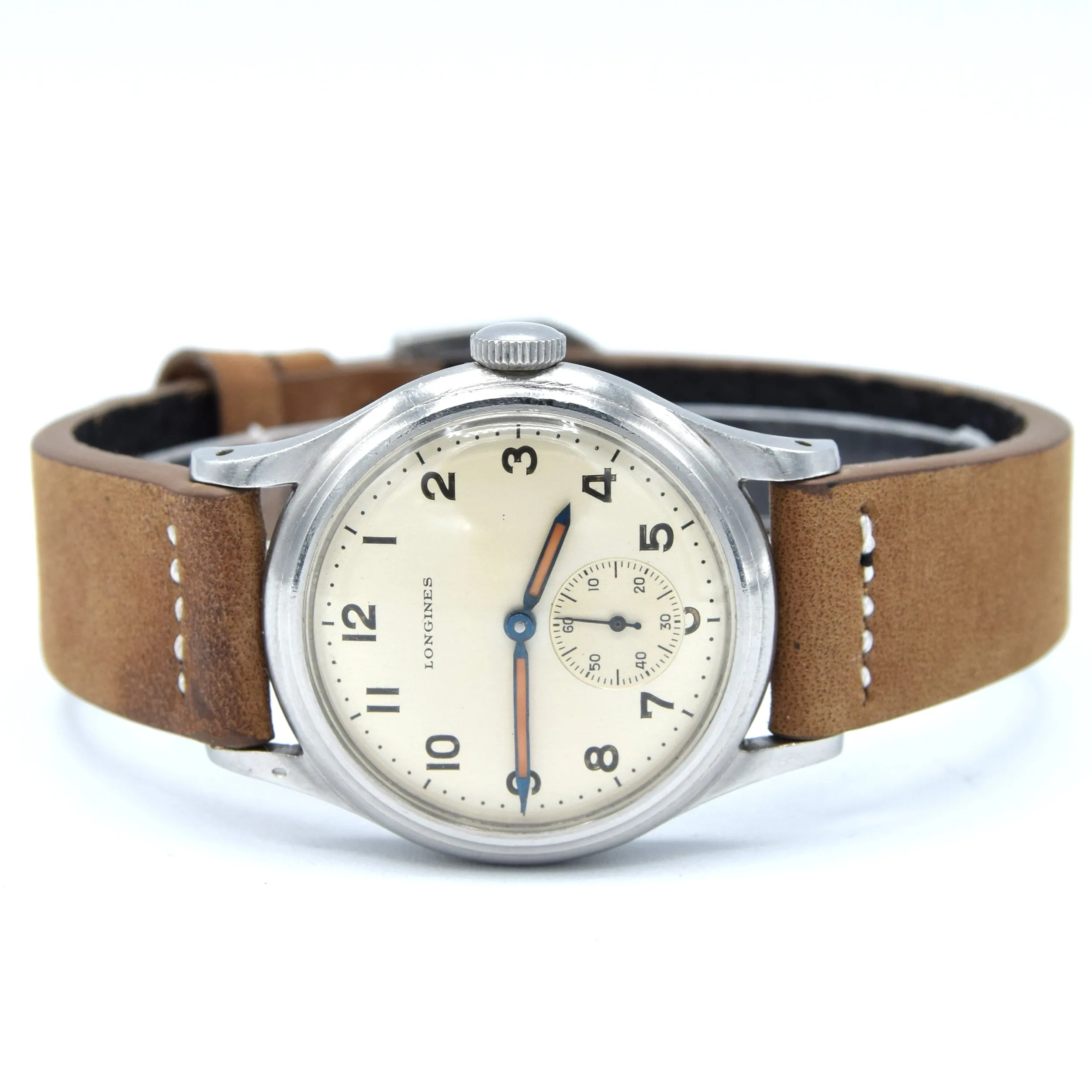 1944 WW2 Longines Manual Wind military style Wristwatch Model 63028 with Gorgeous Original Arabic Dial
