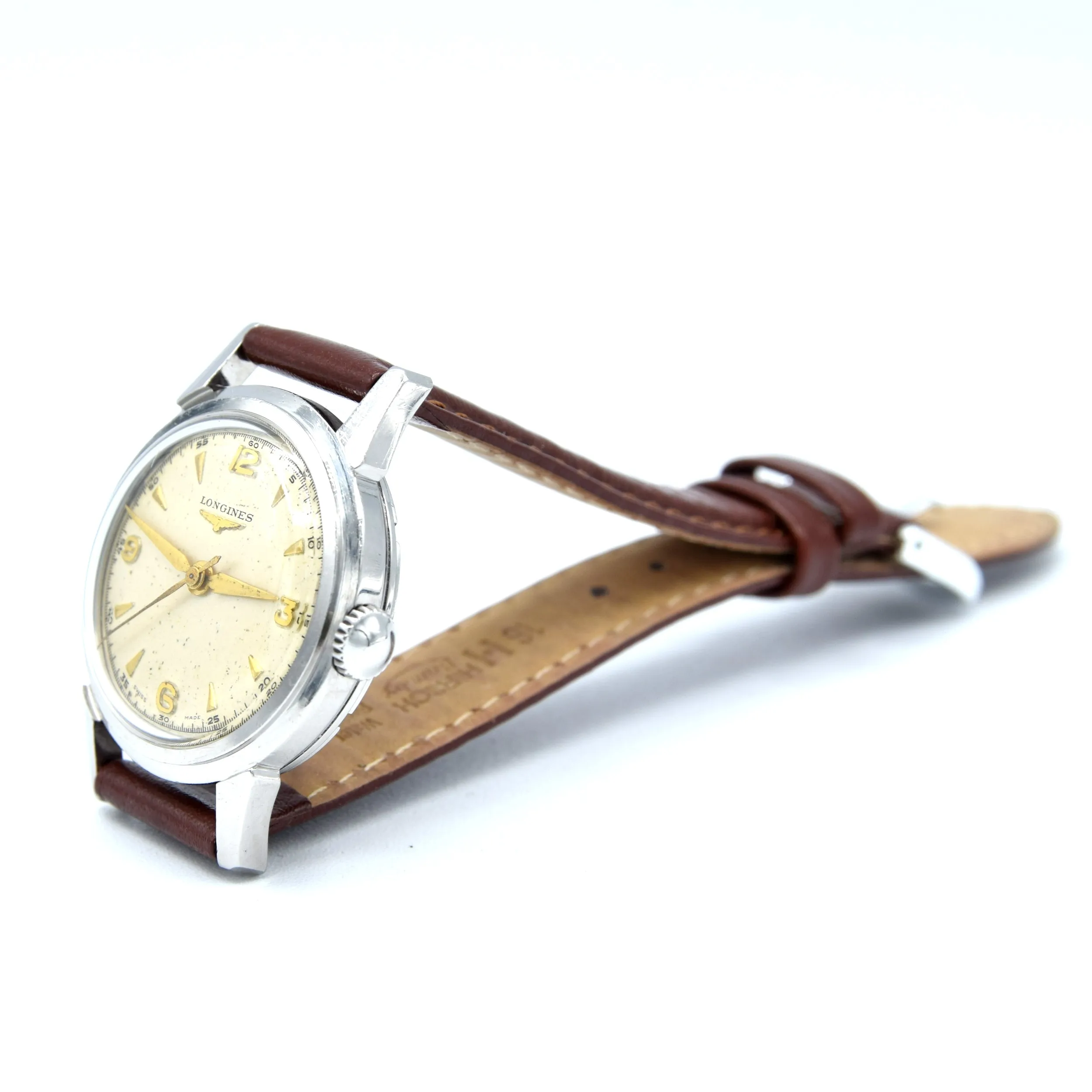 1951 Longines Manual Wind Wristwatch Model 6244 with Gorgeous Original Dial Cal 23zs