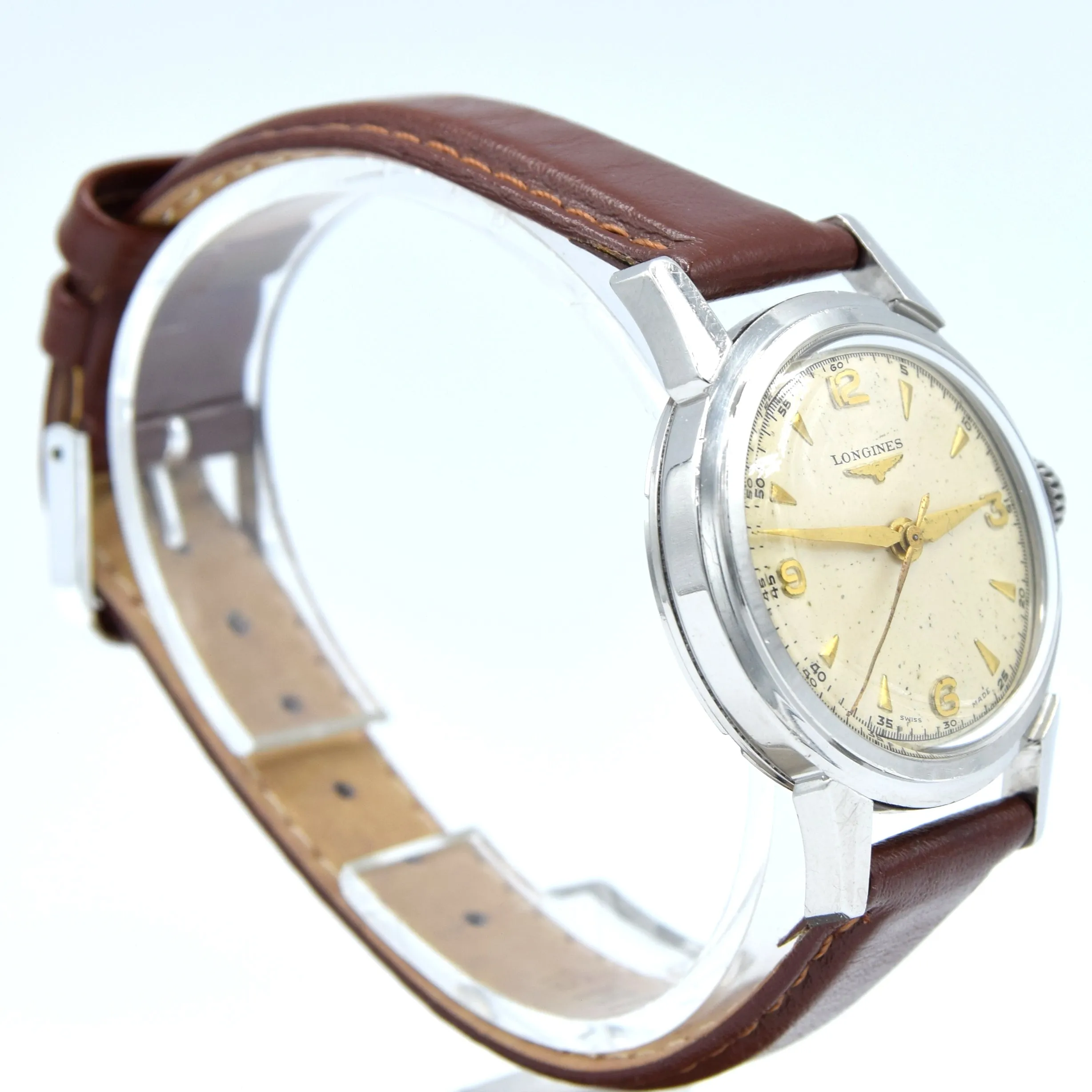 1951 Longines Manual Wind Wristwatch Model 6244 with Gorgeous Original Dial Cal 23zs