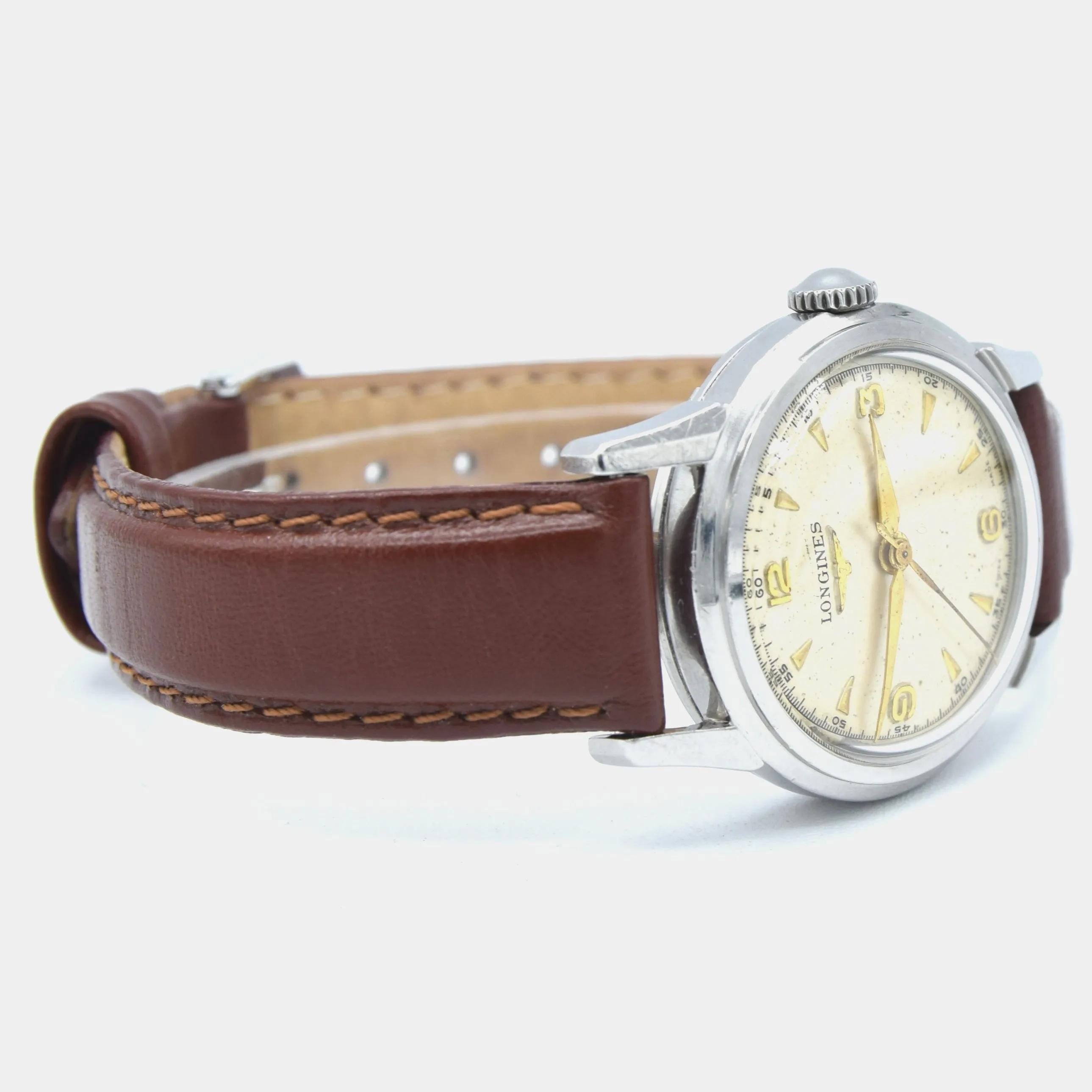 1951 Longines Manual Wind Wristwatch Model 6244 with Gorgeous Original Dial Cal 23zs