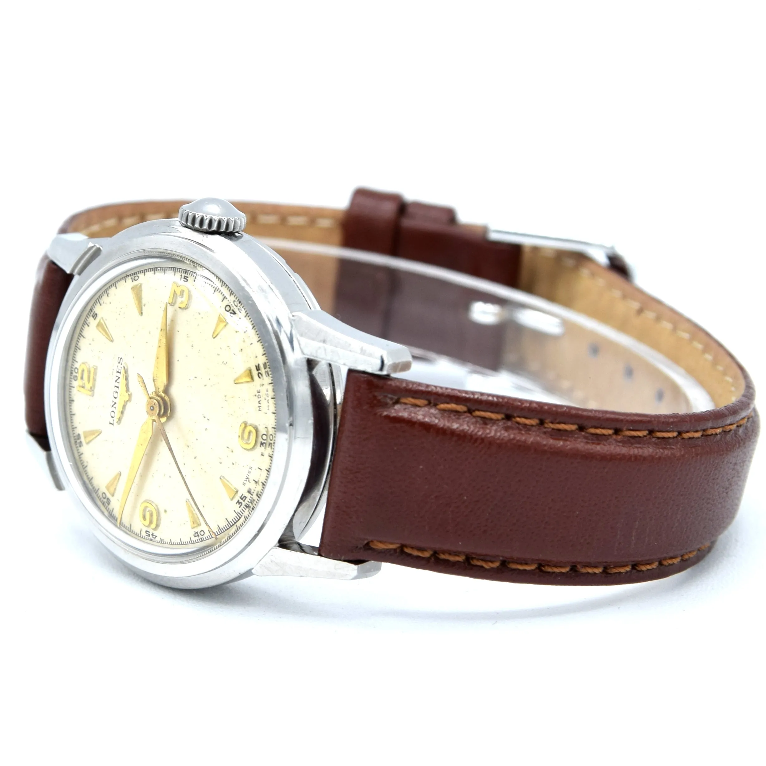 1951 Longines Manual Wind Wristwatch Model 6244 with Gorgeous Original Dial Cal 23zs