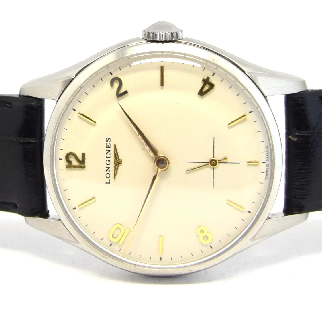 1952 Longines Manual Wind Wristwatch Model 7033 with Honeycomb Dial Cal 12.68z