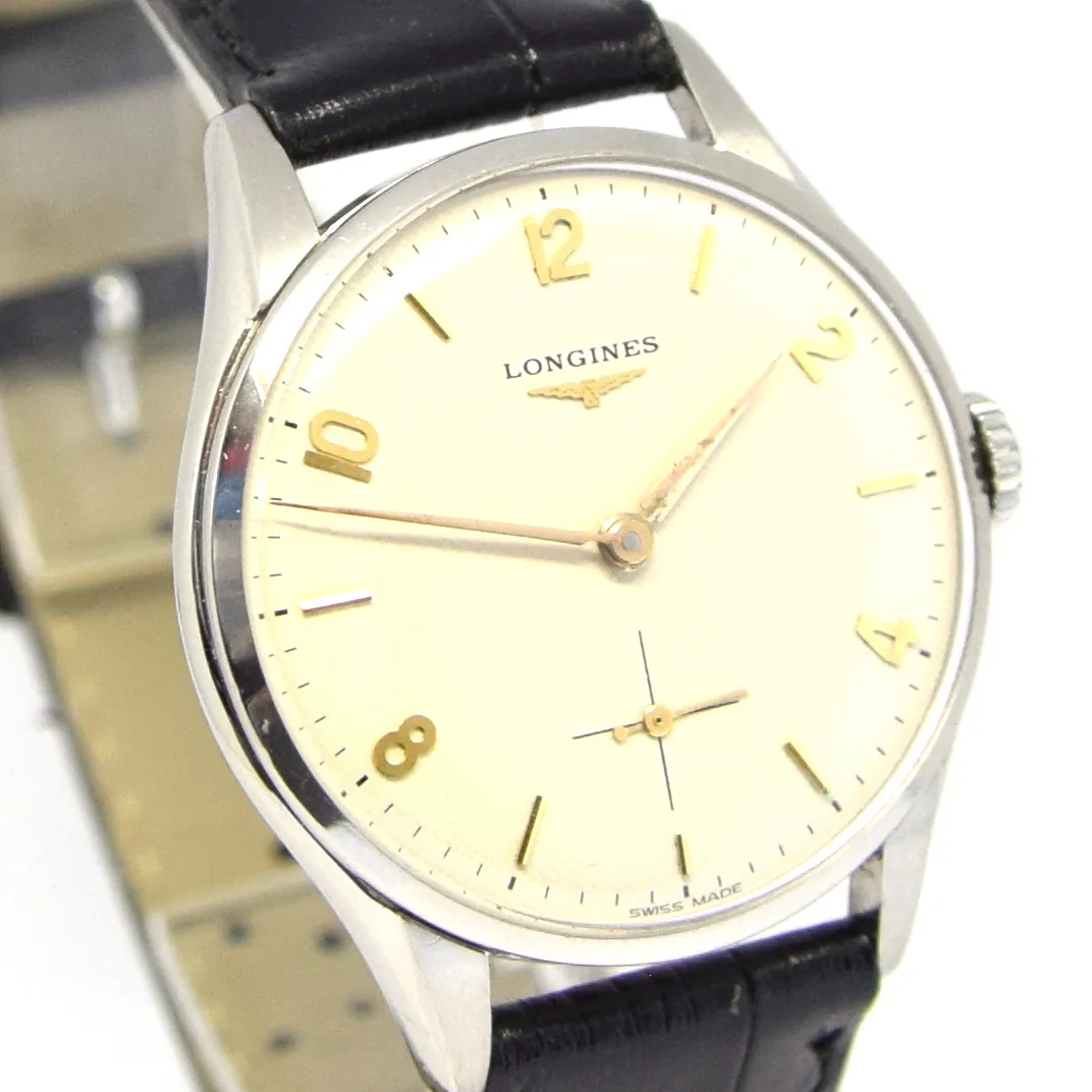 1952 Longines Manual Wind Wristwatch Model 7033 with Honeycomb Dial Cal 12.68z