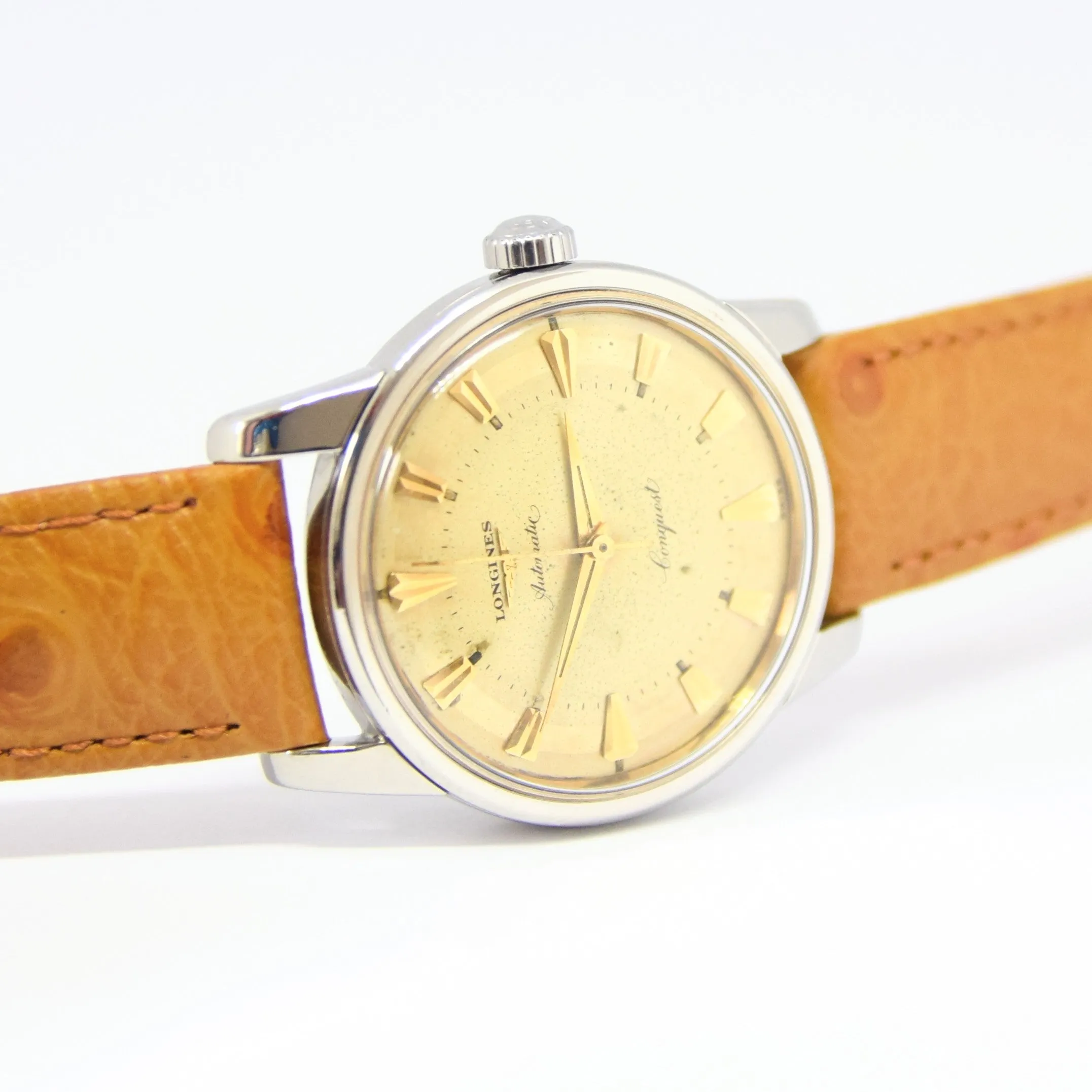 1957 Stunning Longines Conquest with Two Tone Dial Model 9000 in Stainless Steel
