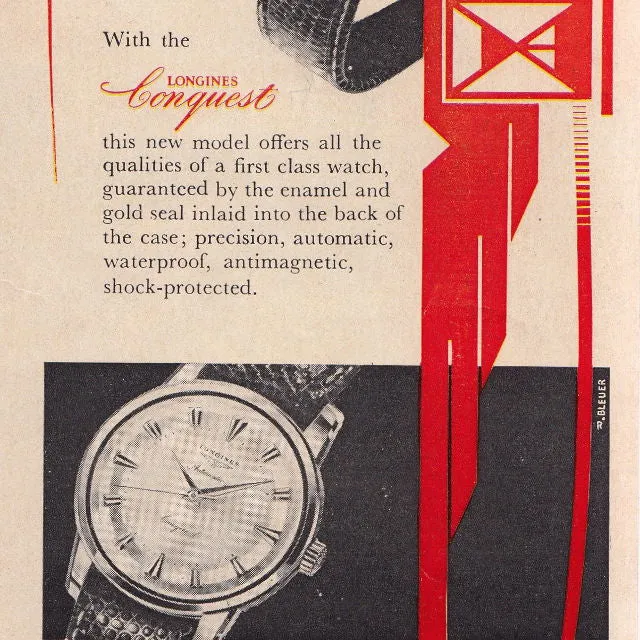 1957 Stunning Longines Conquest with Two Tone Dial Model 9000 in Stainless Steel