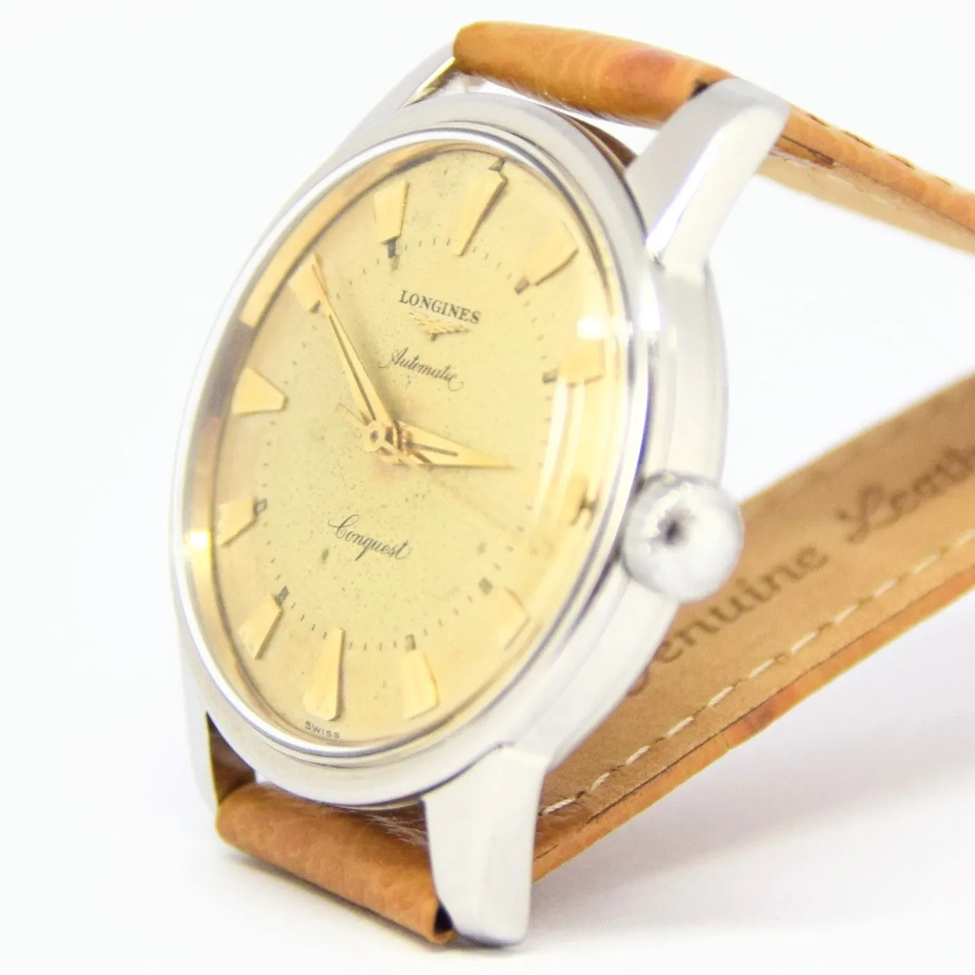 1957 Stunning Longines Conquest with Two Tone Dial Model 9000 in Stainless Steel