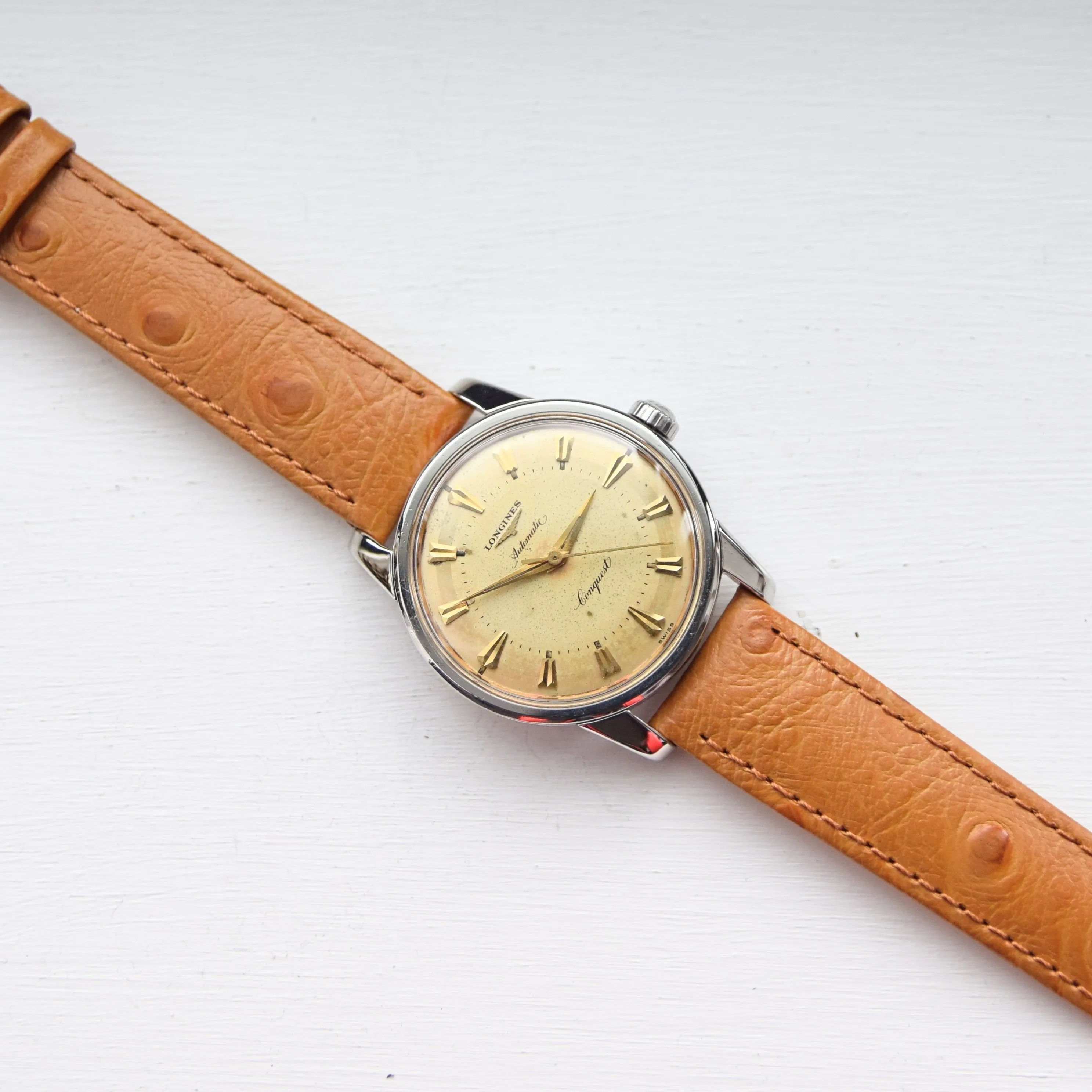 1957 Stunning Longines Conquest with Two Tone Dial Model 9000 in Stainless Steel