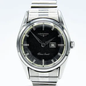 1958 Longines Silver Arrow Model 9104 with Tropicalised Black Dial in Stainless Steel on Rare Longines Fixoflex Bracelet & Archive Extract