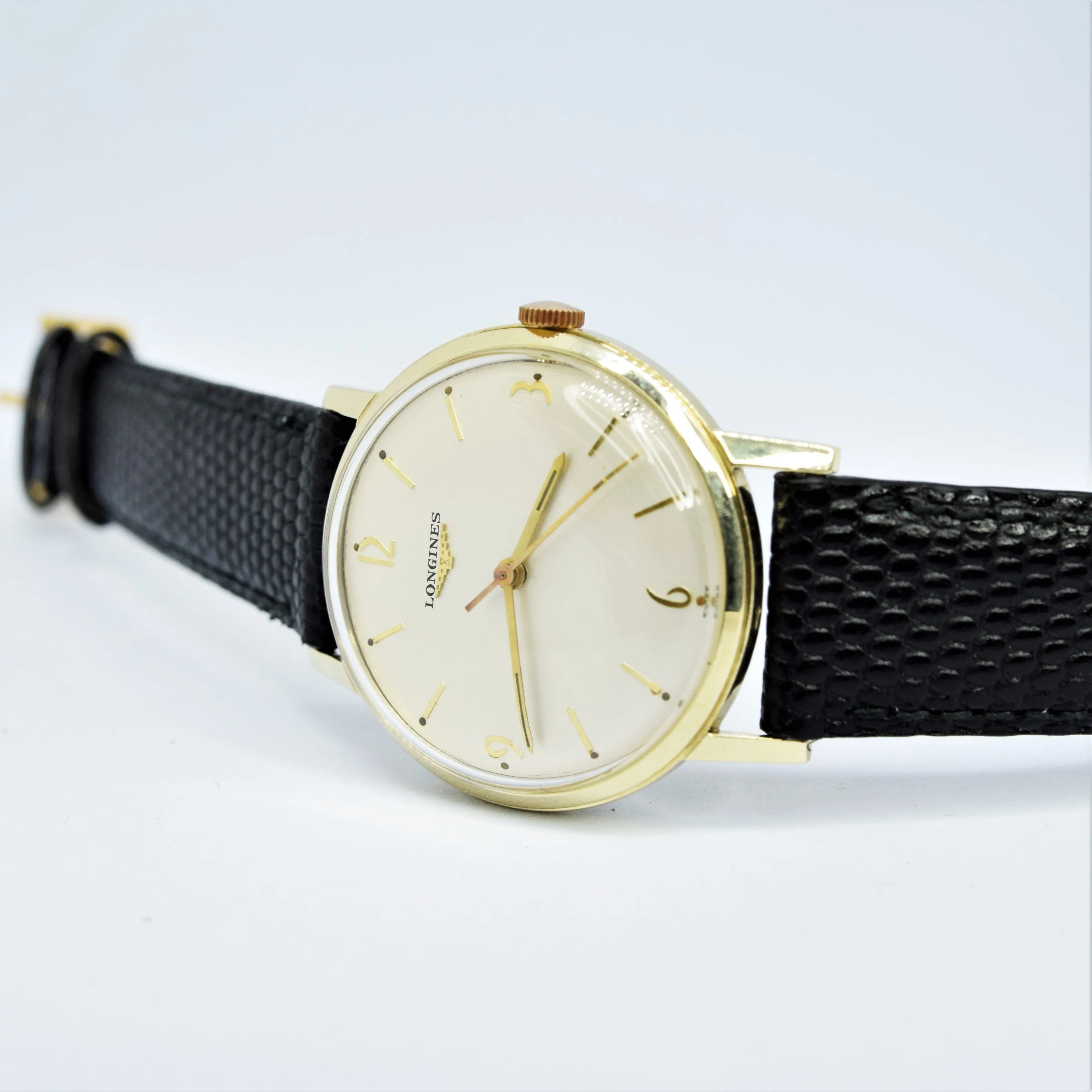 1958 Longines Solid 9ct Gold Dress Watch with Mixed Baton and Arabic Numerals Model 7089 Cal 19.4s