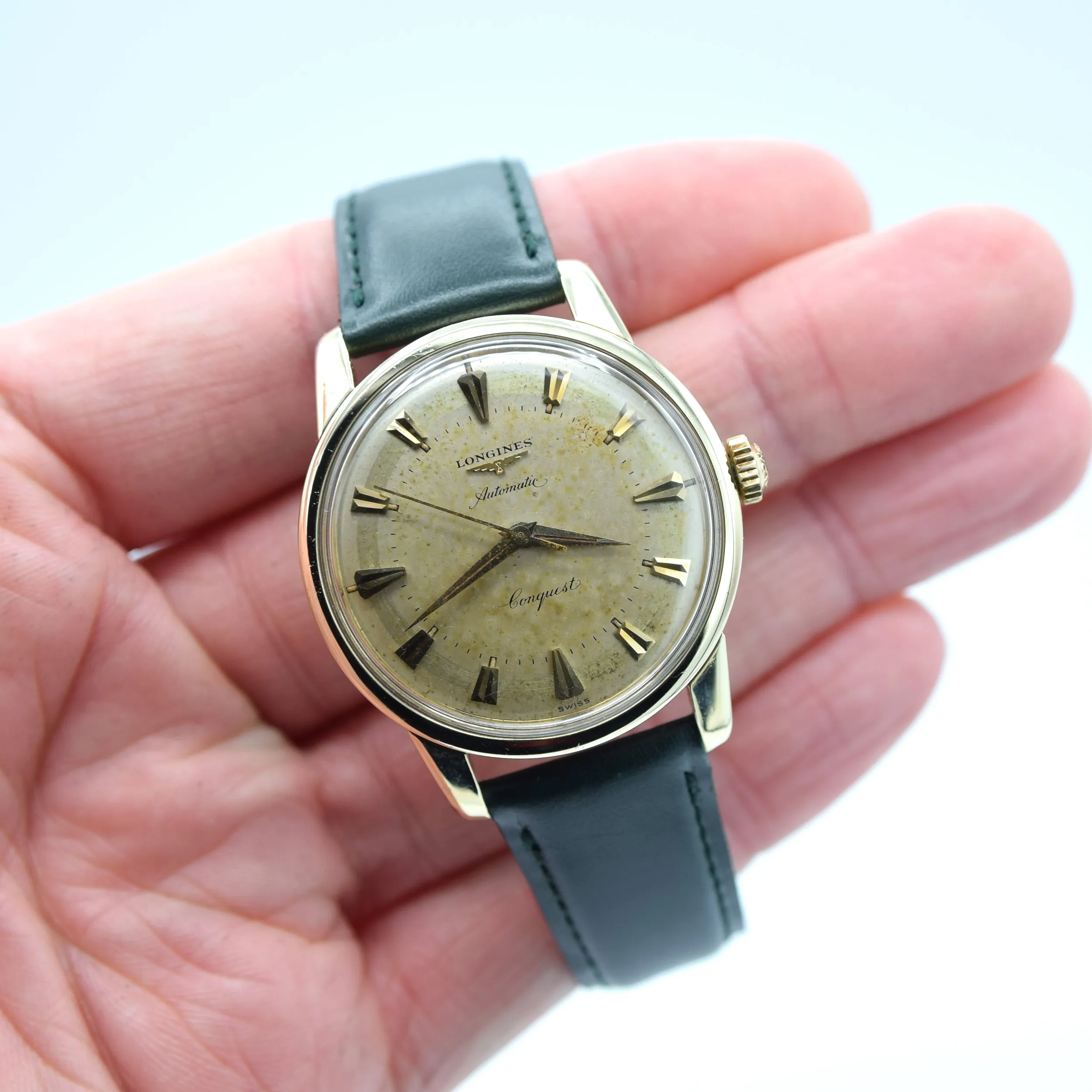 1959 Longines Conquest Automatic Model 9000 with Patina Dial in Gold Capped Case