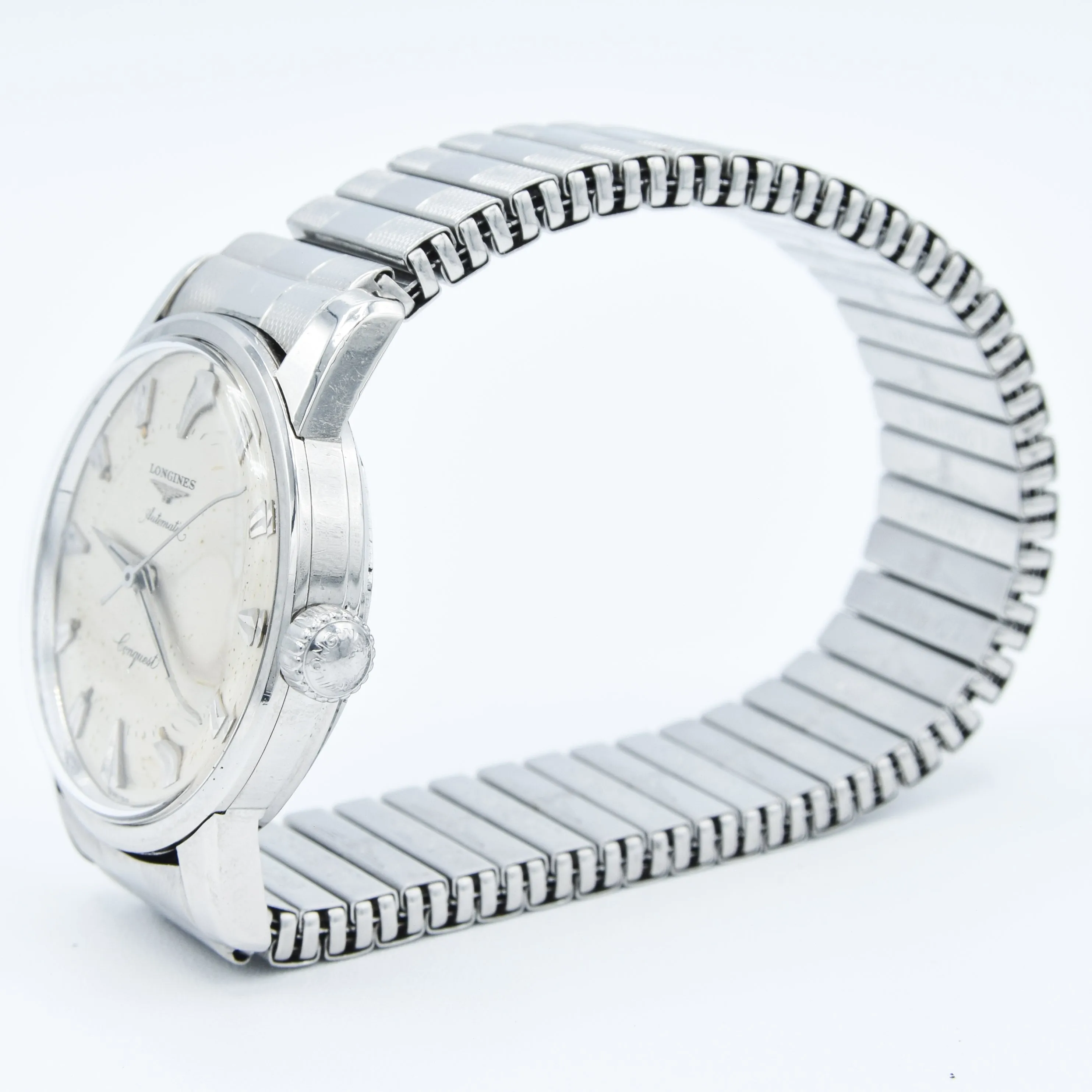 1959 Longines Conquest Model 9000 Full Set in Stainless Steel on Bracelet with Box and Papers & Tags
