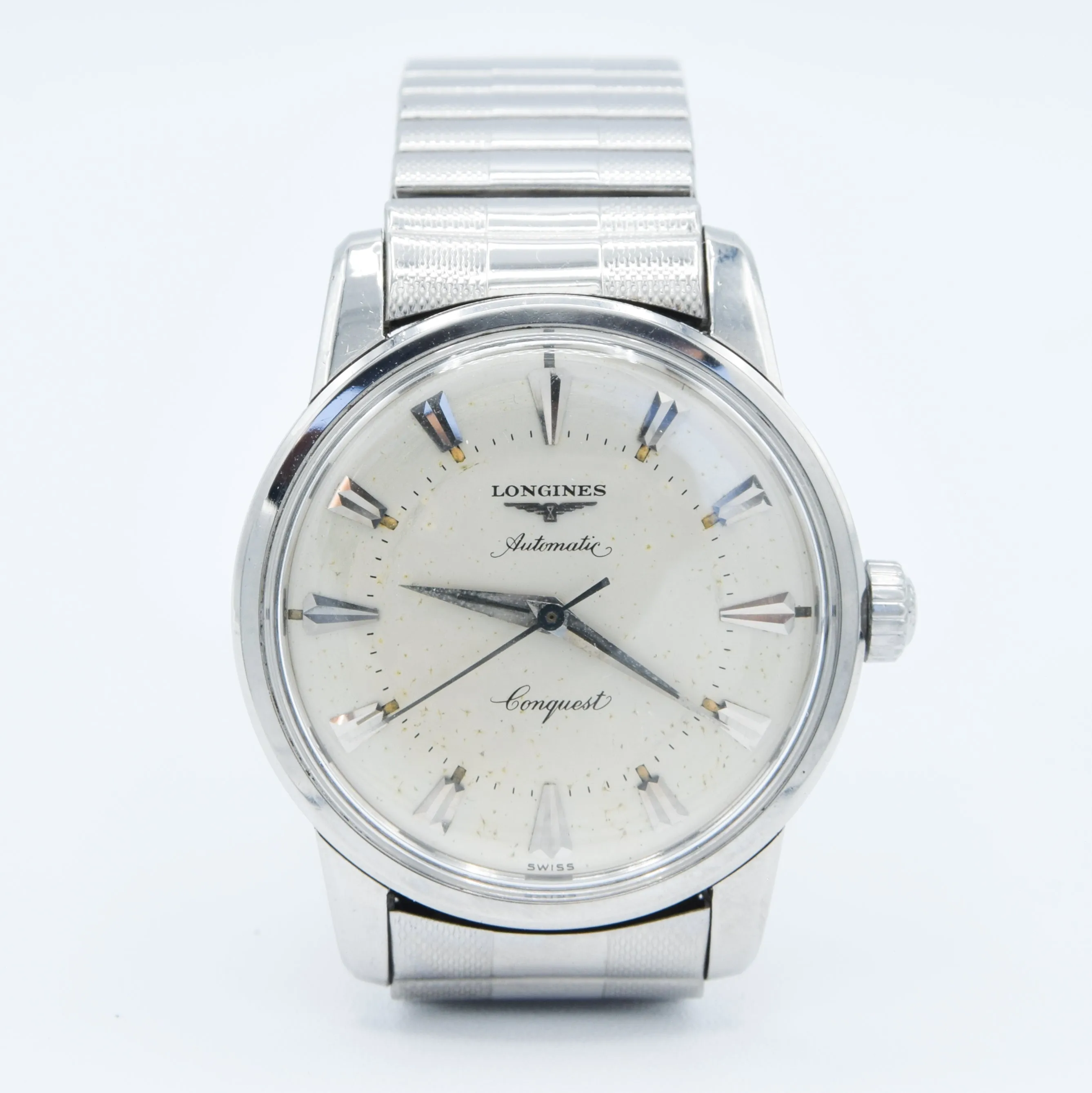 1959 Longines Conquest Model 9000 Full Set in Stainless Steel on Bracelet with Box and Papers & Tags