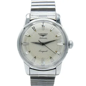 1959 Longines Conquest Model 9000 Full Set in Stainless Steel on Bracelet with Box and Papers & Tags