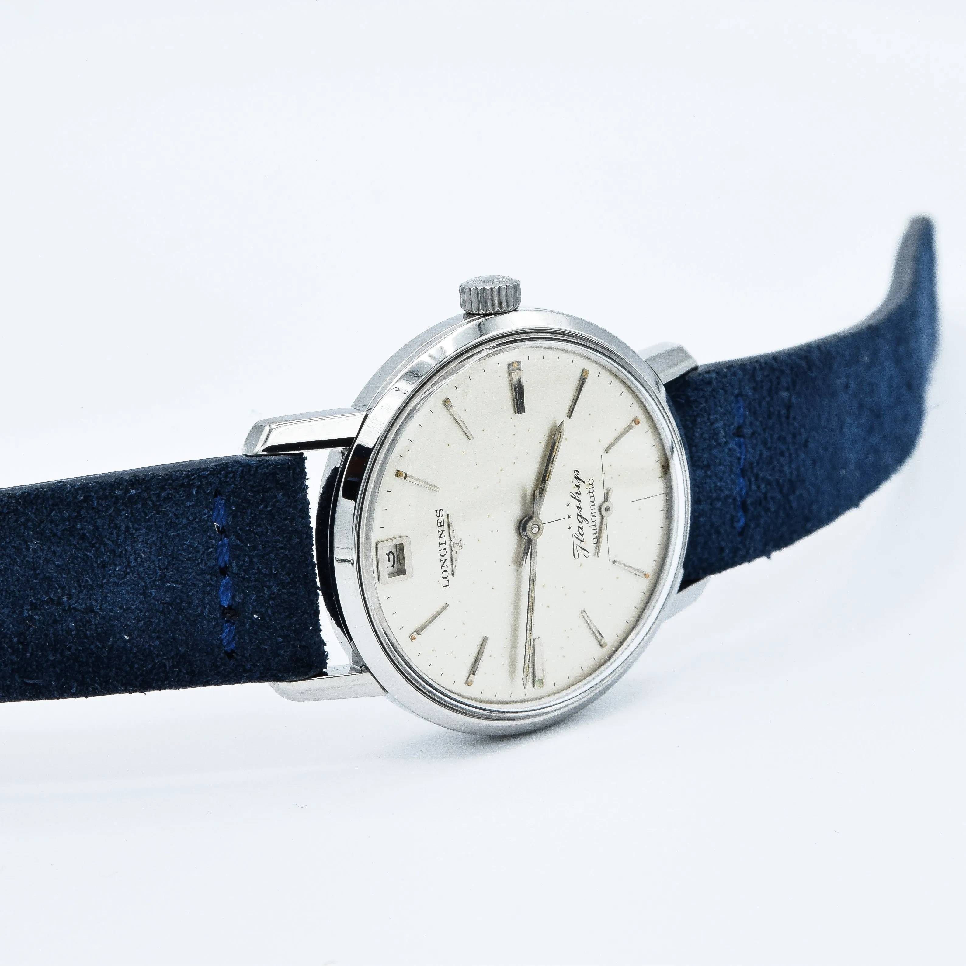1961 Stunning Longines Flagship Automatic Date at 12 O'Clock Model 3106 in Stainless Steel