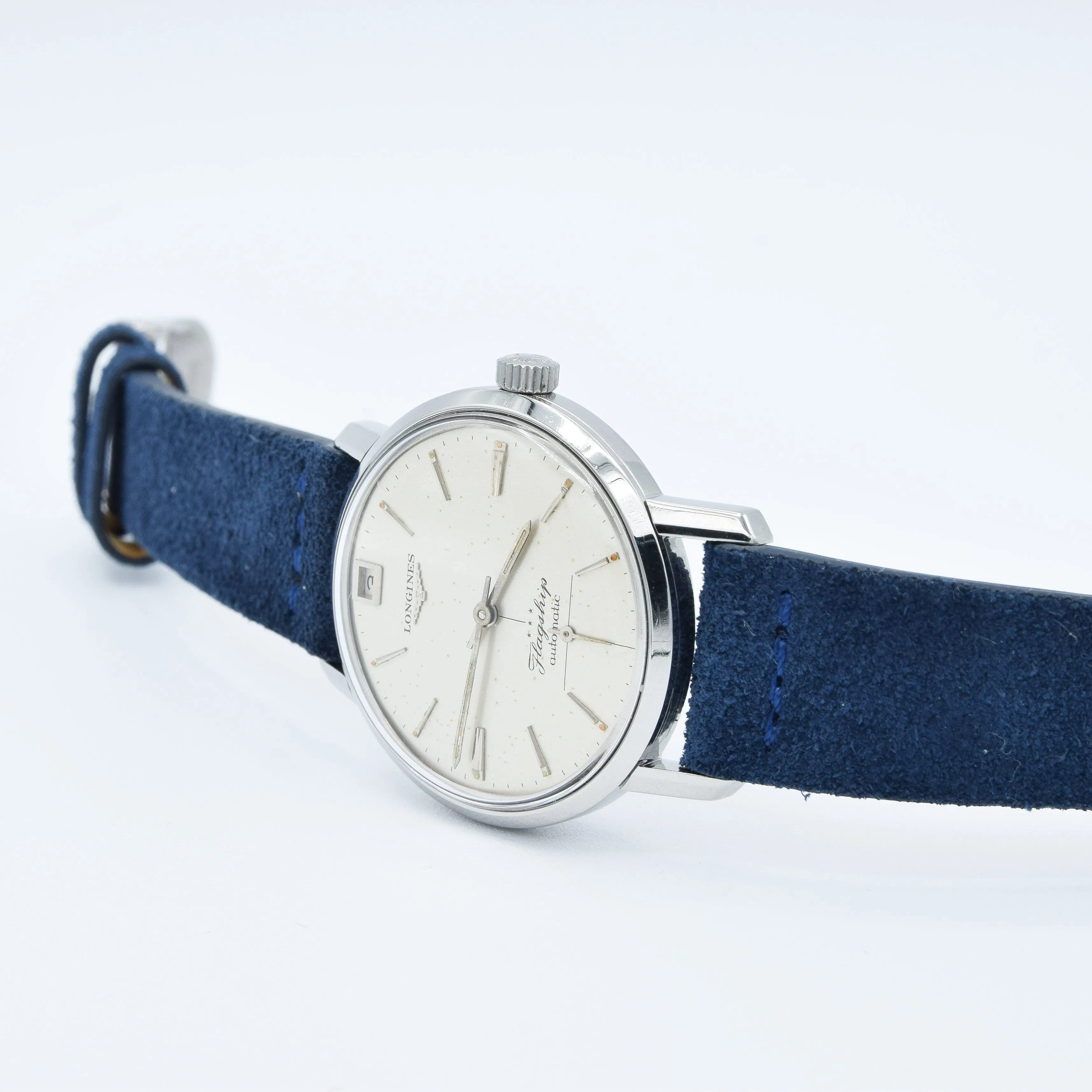 1961 Stunning Longines Flagship Automatic Date at 12 O'Clock Model 3106 in Stainless Steel