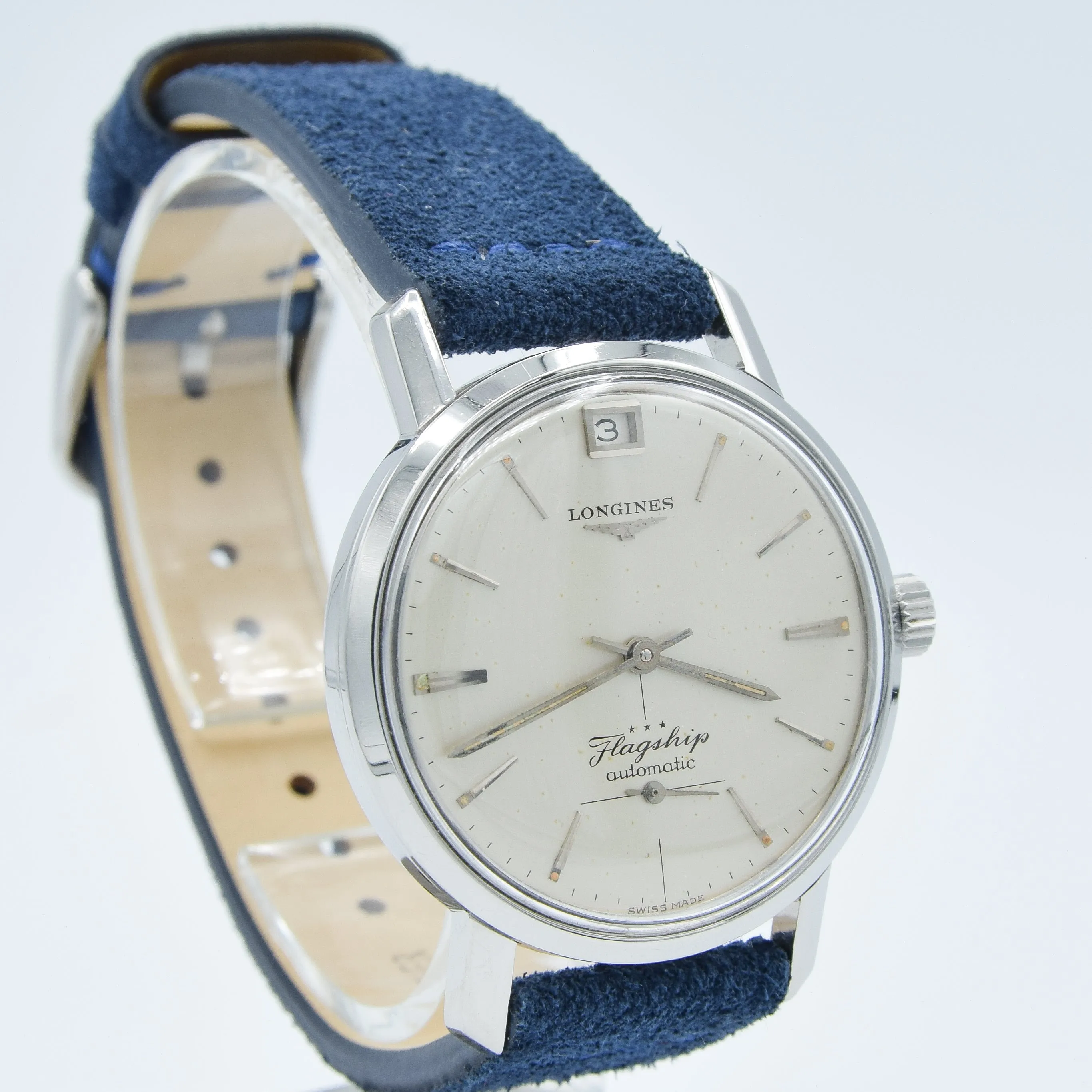 1961 Stunning Longines Flagship Automatic Date at 12 O'Clock Model 3106 in Stainless Steel