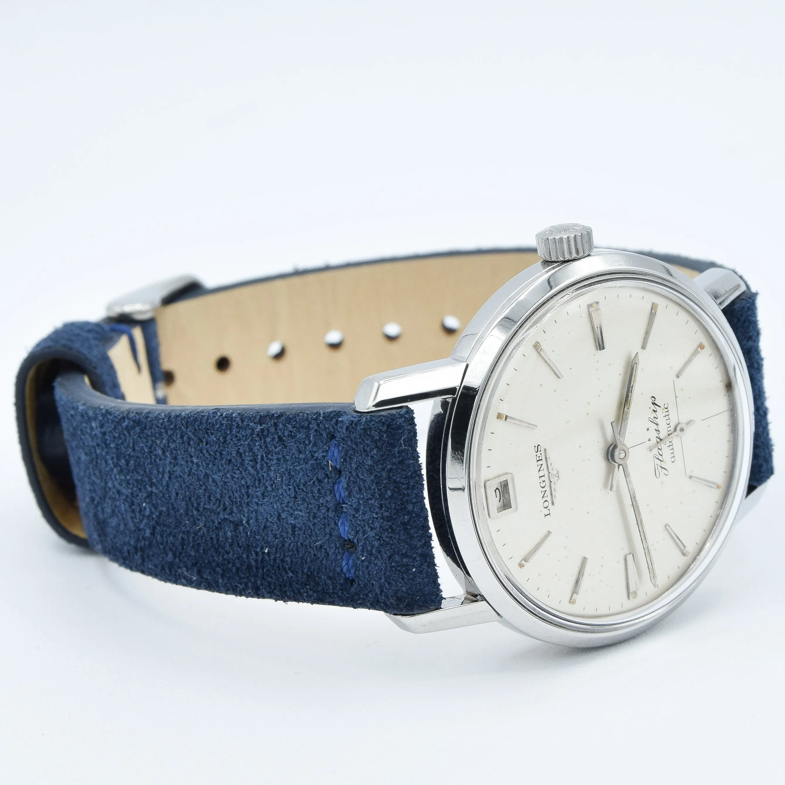 1961 Stunning Longines Flagship Automatic Date at 12 O'Clock Model 3106 in Stainless Steel