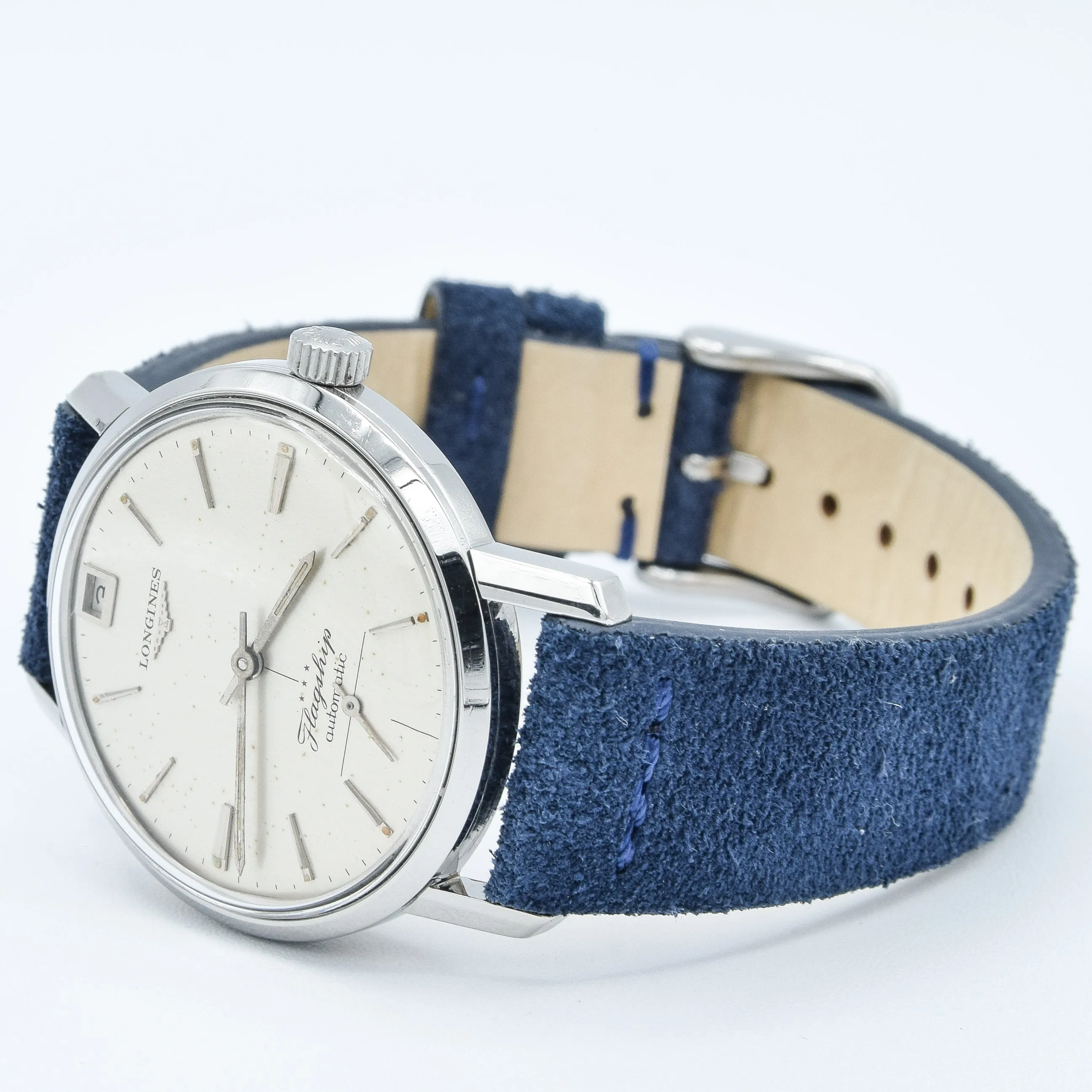 1961 Stunning Longines Flagship Automatic Date at 12 O'Clock Model 3106 in Stainless Steel