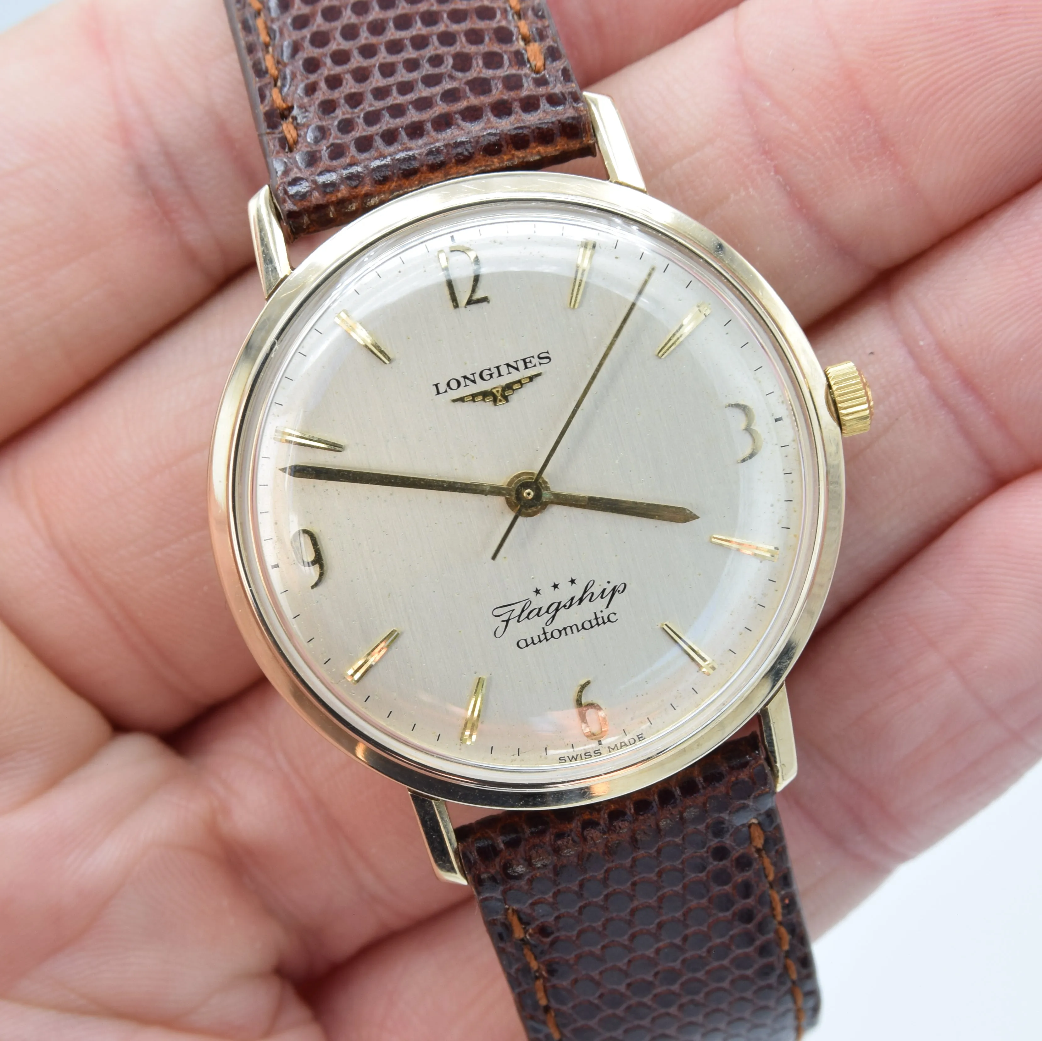 1965 Longines Flagship Automatic in Solid 9ct Gold with Mixed Arabic Numerals Model 3403