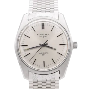 1973 circa Longines Admiral HF Ref. 2301 -1 steel vintage wristwatch on rare fitted NSA bracelet