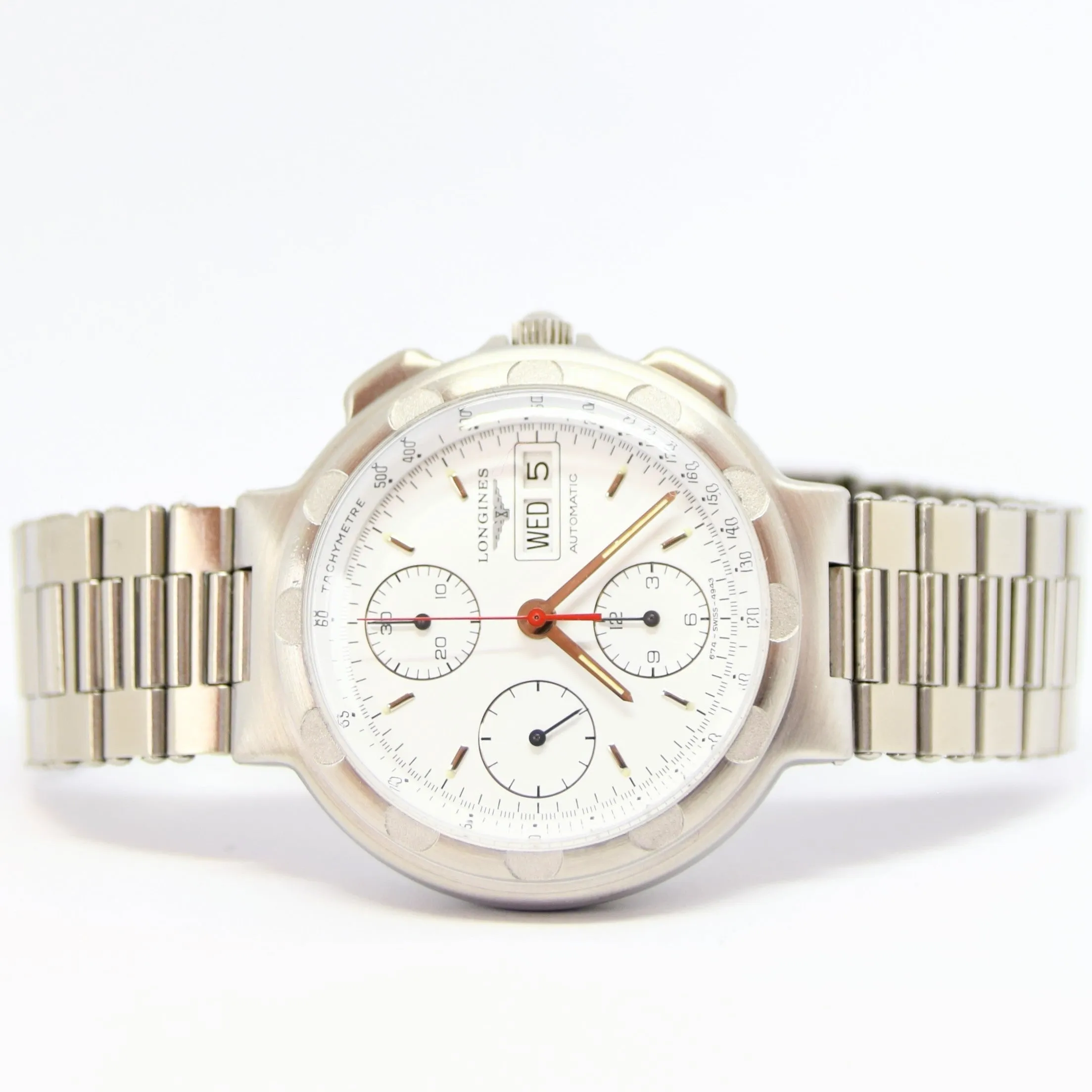 1987 Longines Conquest Chronograph Day Date Automatic Wristwatch Model 674-4943 with Box and Papers