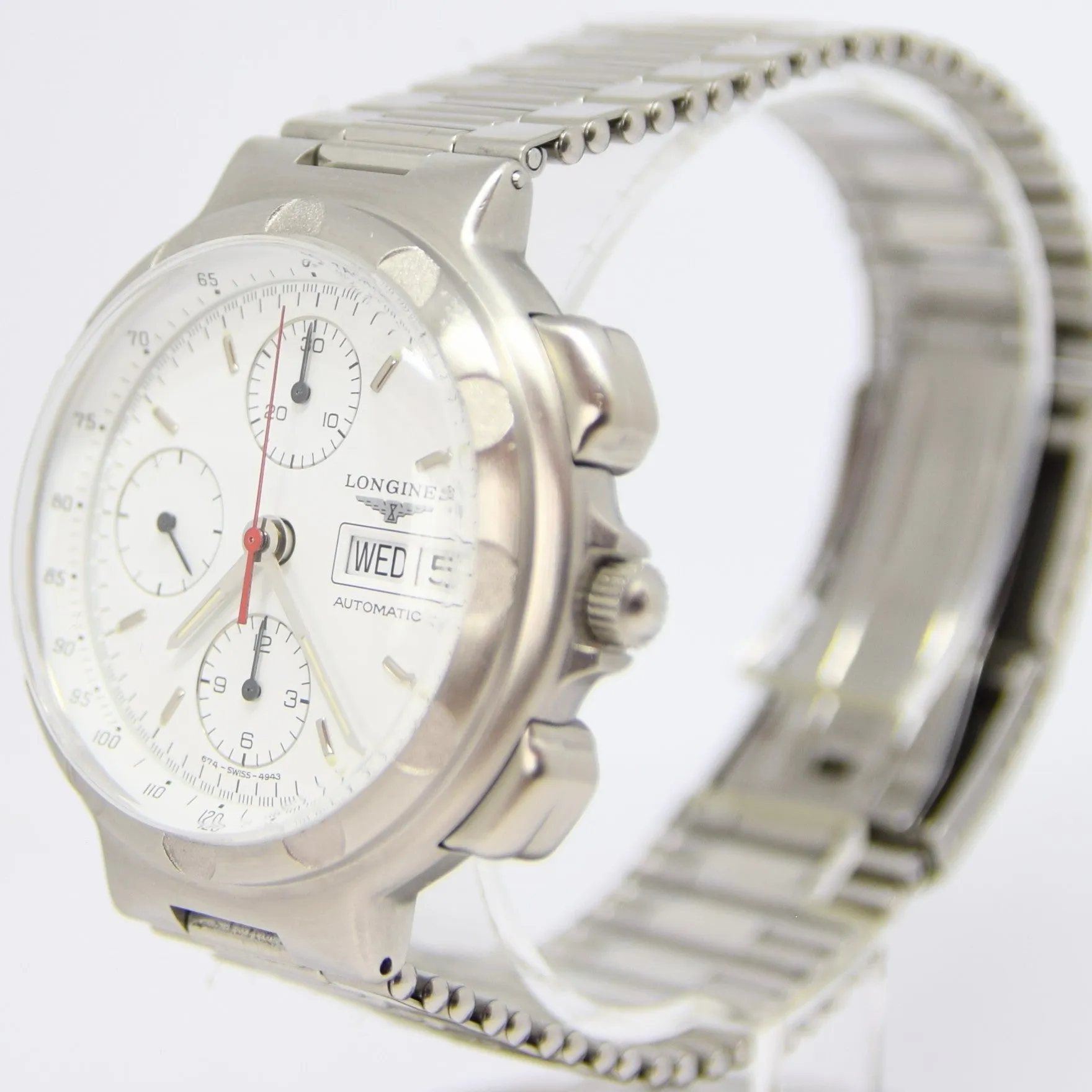 1987 Longines Conquest Chronograph Day Date Automatic Wristwatch Model 674-4943 with Box and Papers