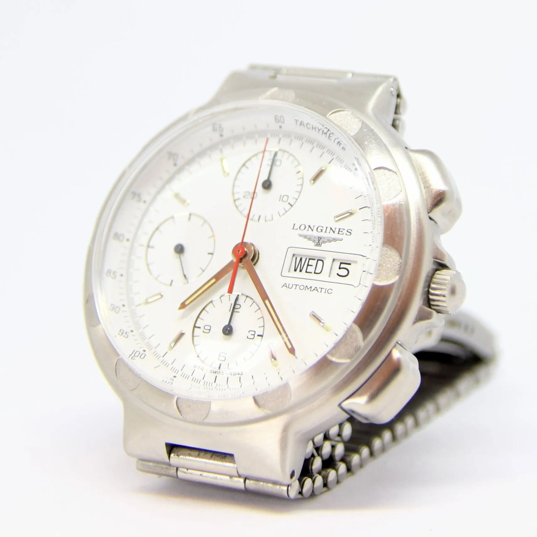 1987 Longines Conquest Chronograph Day Date Automatic Wristwatch Model 674-4943 with Box and Papers