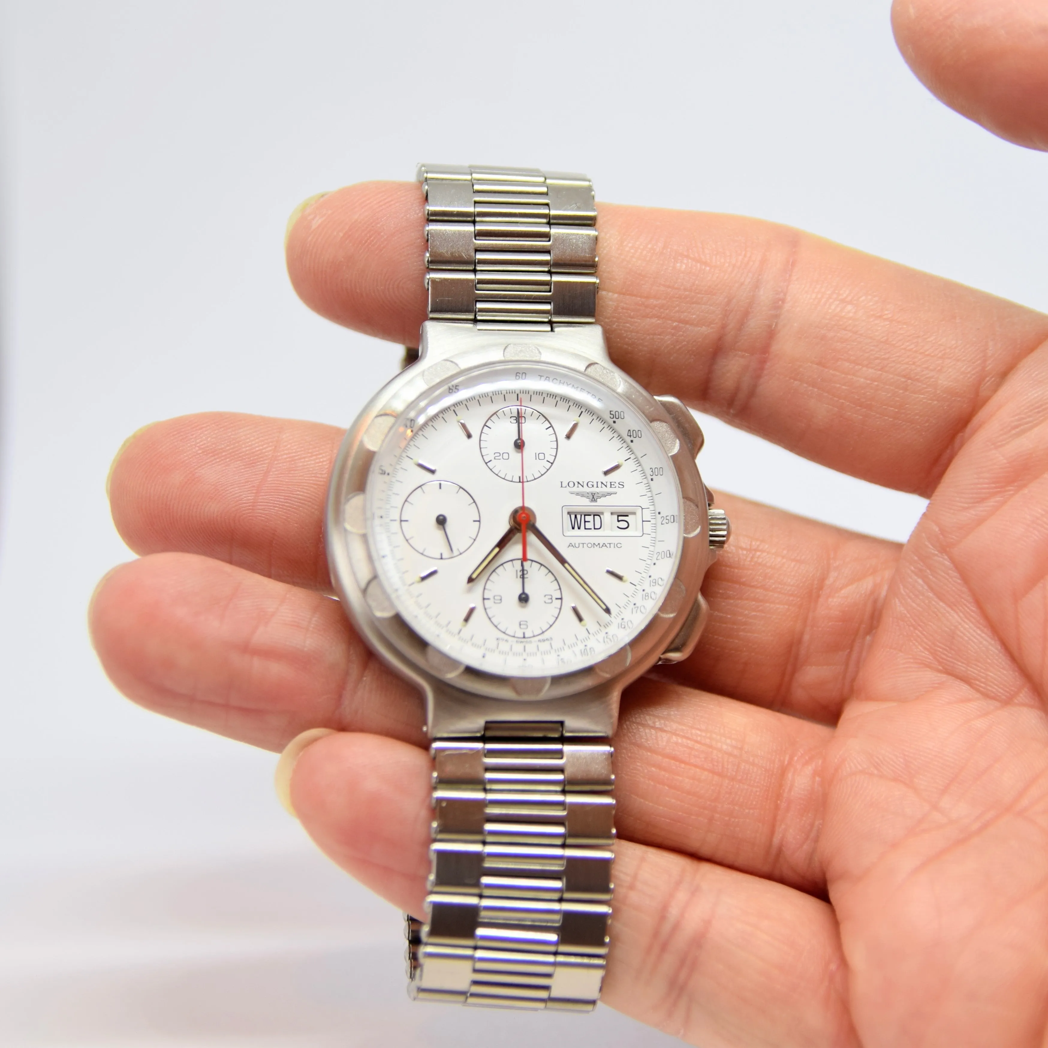 1987 Longines Conquest Chronograph Day Date Automatic Wristwatch Model 674-4943 with Box and Papers
