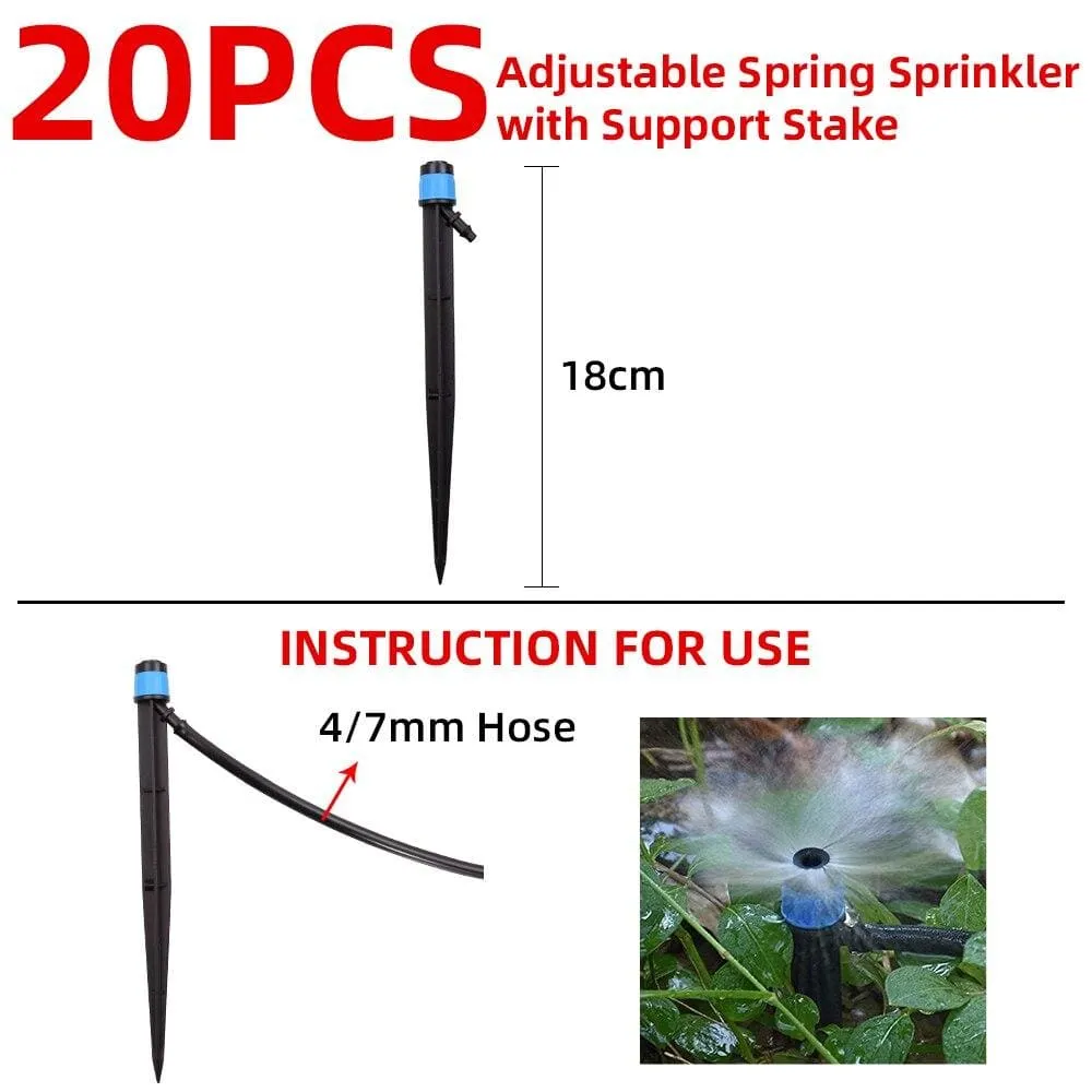 20pc Automatic Watering Adjustable Spring Sprinkler with Support Stake