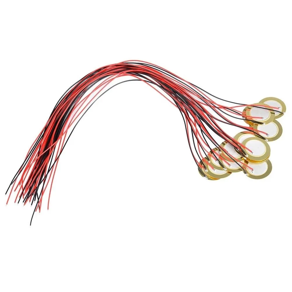 20pcs 15mm Piezo Elements Buzzer Sounder Sensor Trigger Drum Disc with Wire Copper Loudspeaker