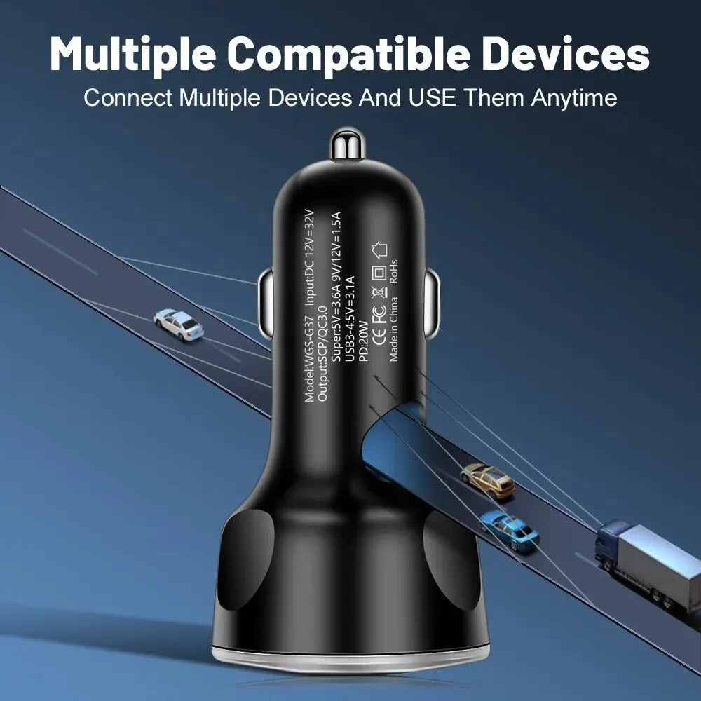 250w 4usb Pd Car Charger for Fast Charging