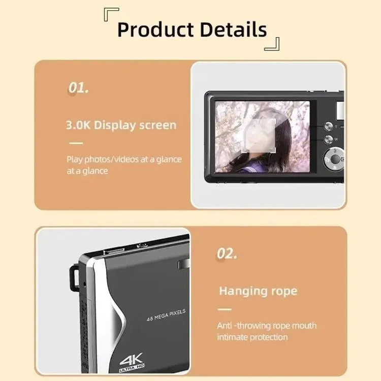 3.0-inch Autofocus 4k Hd Digital Camera with Hd Screen