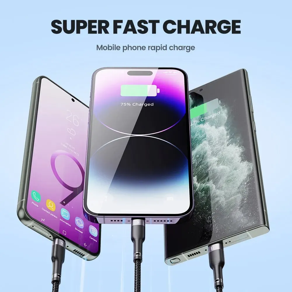 6a 100w 3 in 1 Usb Cable for Iphone Huawei Xiaomi