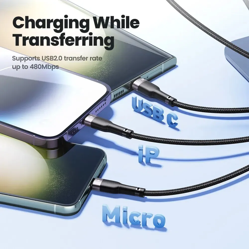 6a 100w 3 in 1 Usb Cable for Iphone Huawei Xiaomi