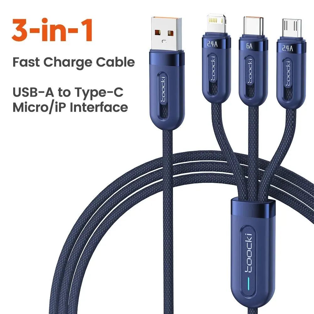 6a 3in1 Fast Charging Cable for Iphone x Xiaomi Oneplus Realme Poco