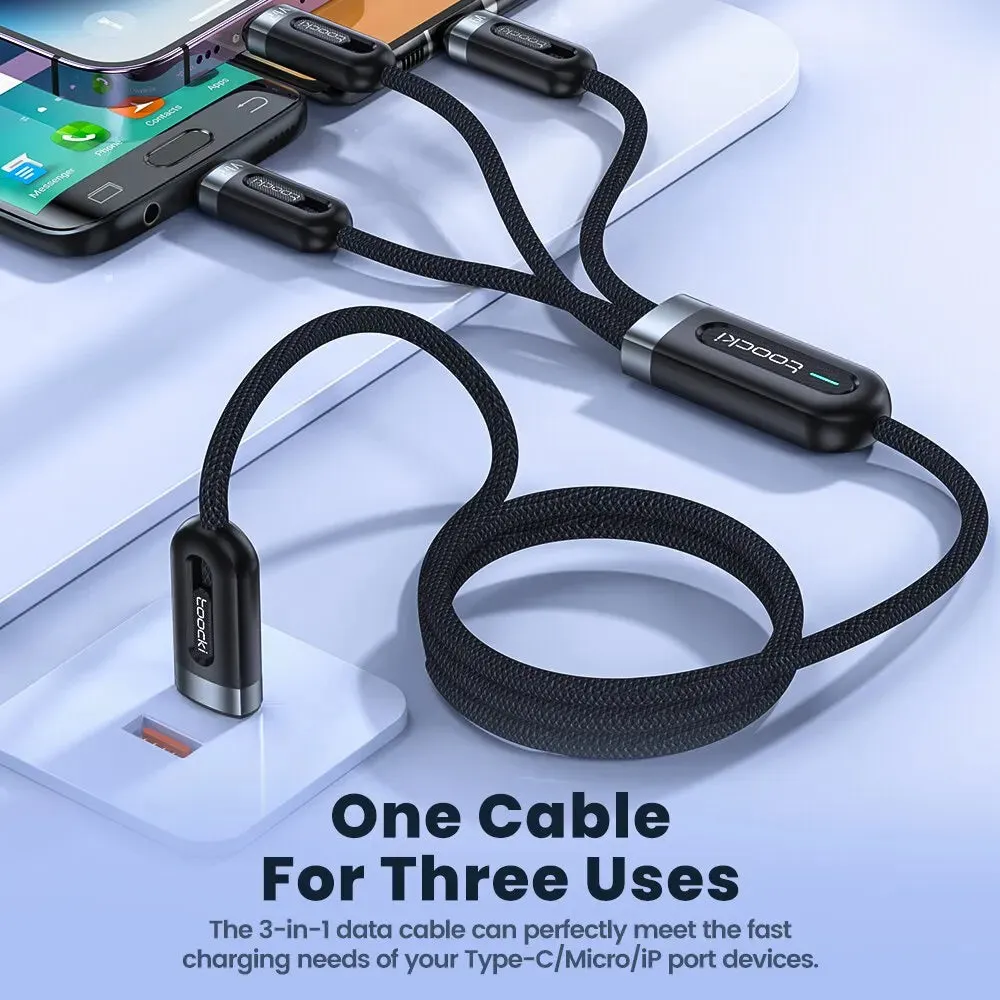 6a 3in1 Fast Charging Cable for Iphone x Xiaomi Oneplus Realme Poco