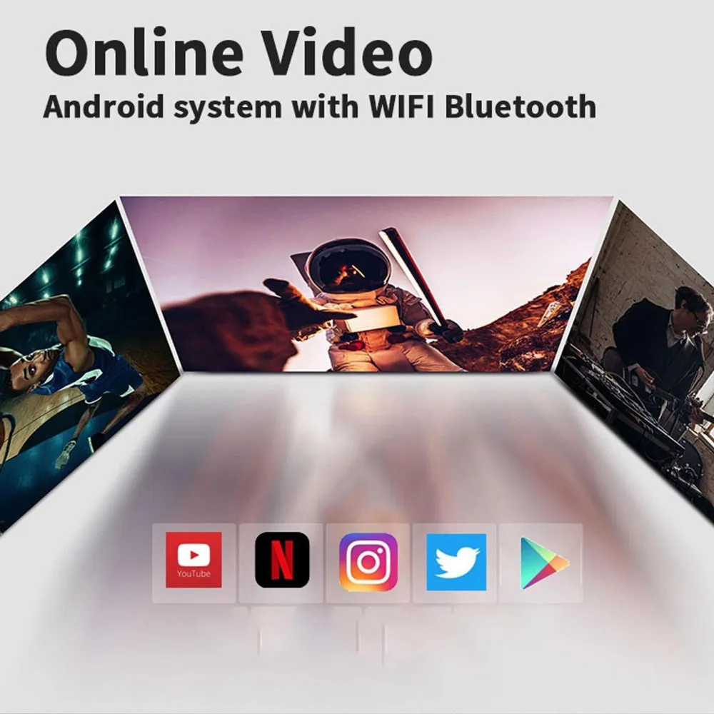 A5 1920X1080P 200 Lumens Multi-Function Portable Home Theater Led Hd Digital Projector With Bluetooth Speaker Android 7.1 2G   16Gb